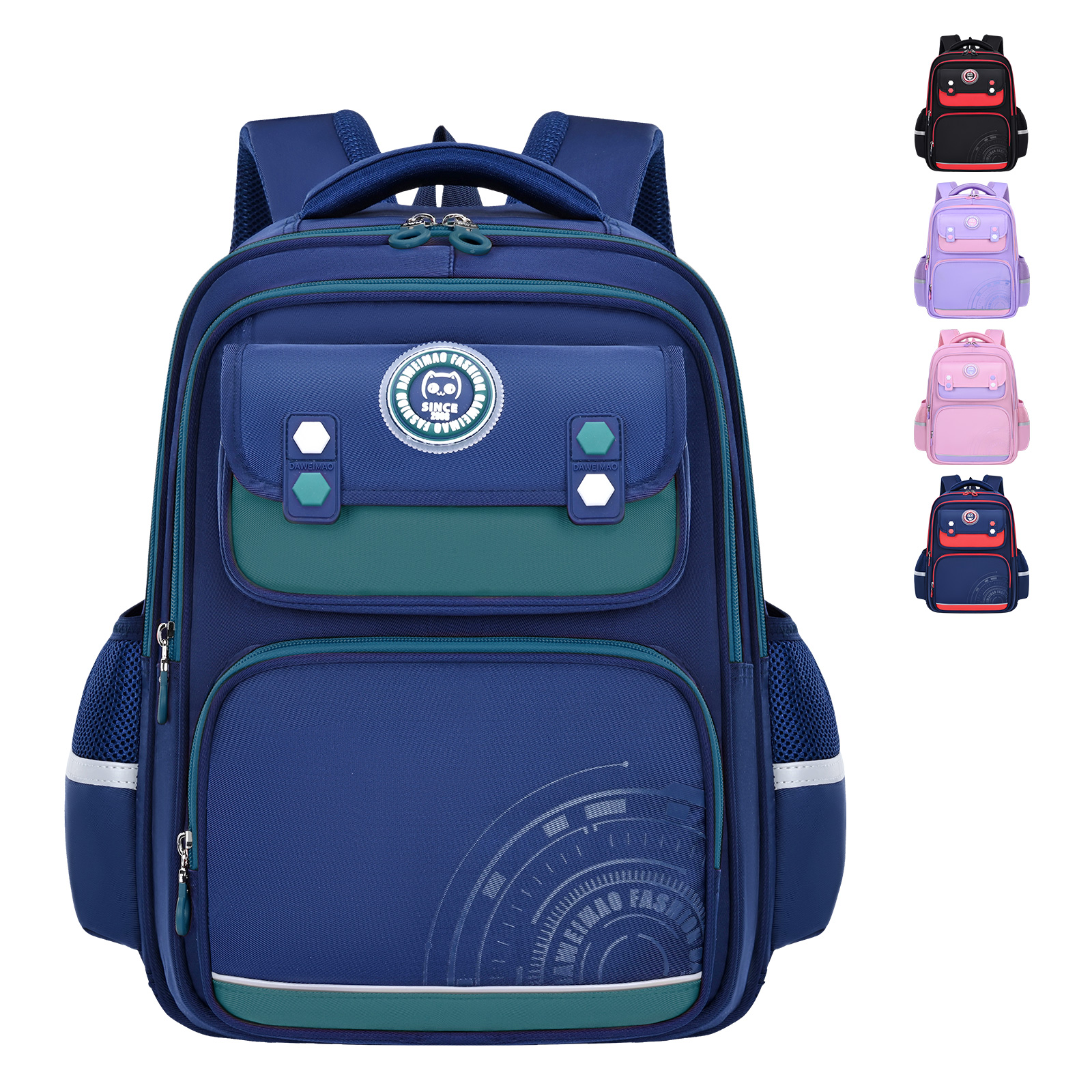 Big tail cat british collision color series mochila casual de moda, mochila juvenil de gran capacidad resistente al agua, mochila ligera resistente al rayado y resistente al desgaste para estudiantes de secundaria, mochila de la escuela de descompresión de la cresta de protección antirasgón Item Picture