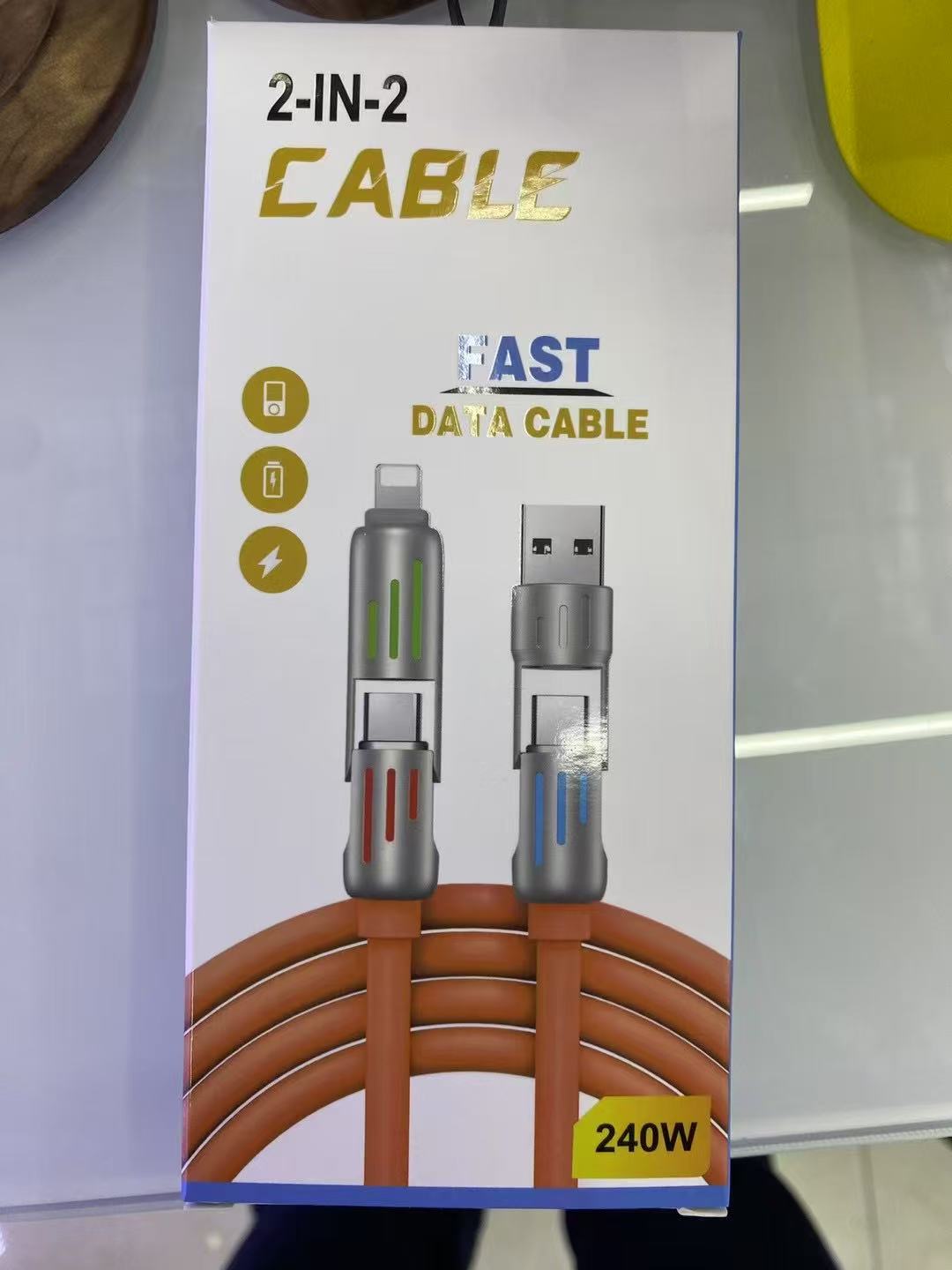 超软硅胶240W光柱四合一Typec数据线PD闪充铝合金七彩灯快充线