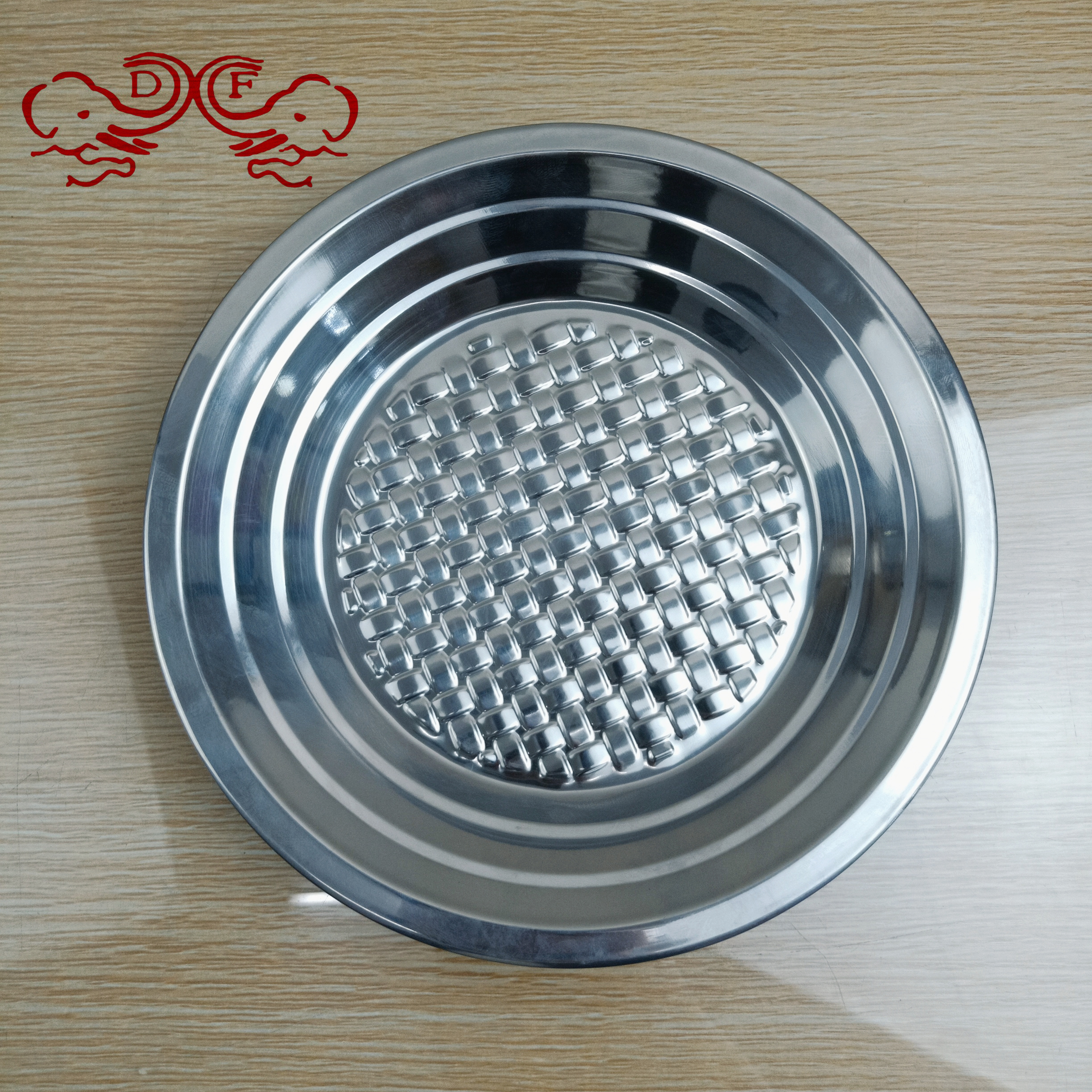 DF99154 European-style stainless steel tray, fruit plate, woven flower plate, vegetable plate, salad plate, deepened round plate DF TRADINGHOUSE