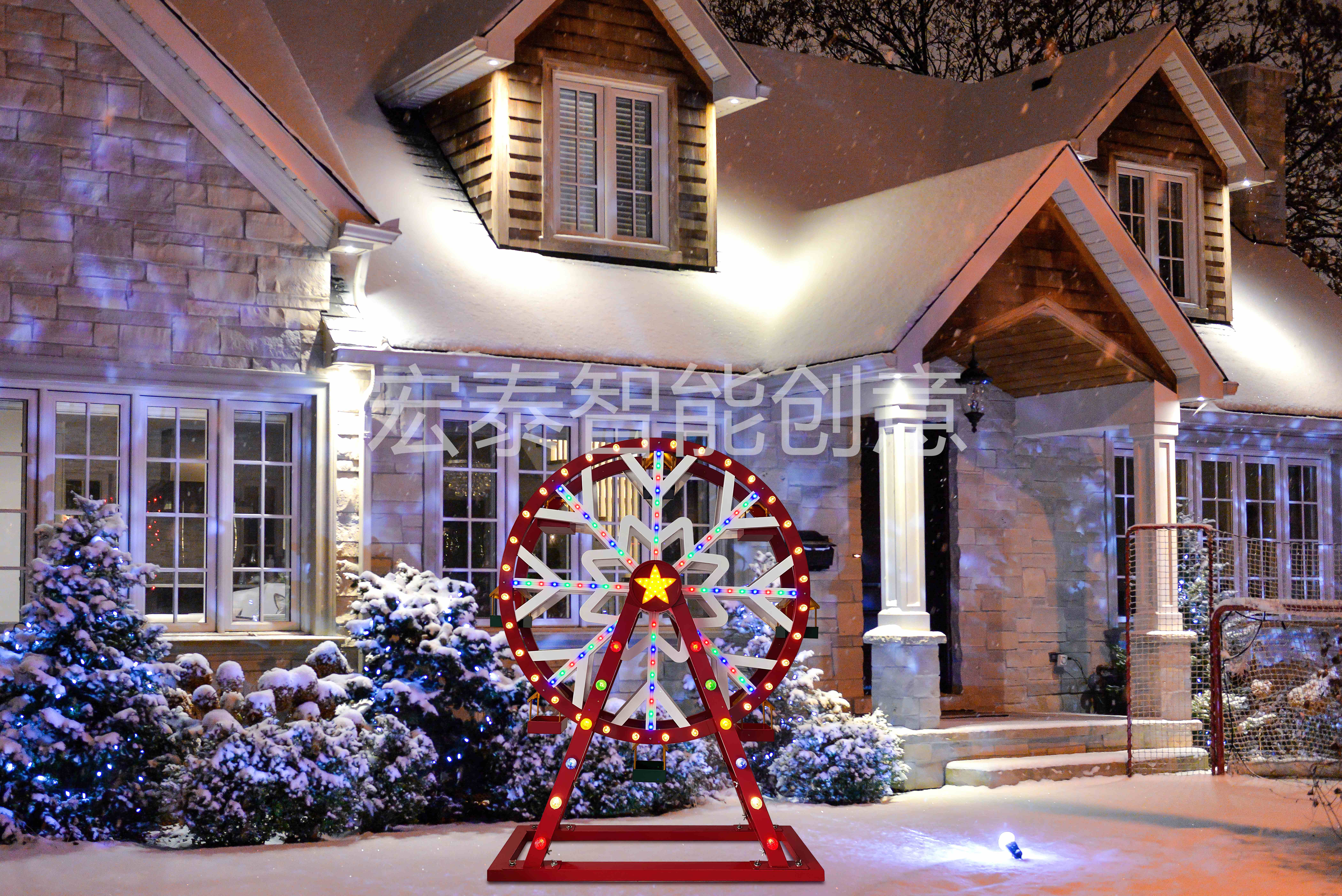 Outdoor Ferris Wheel Ornaments Electric Rotating Light Decorative Furniture Decoration Christmas Ornaments Christmas Music Electric Creative Metal Ornaments Specification drawing
