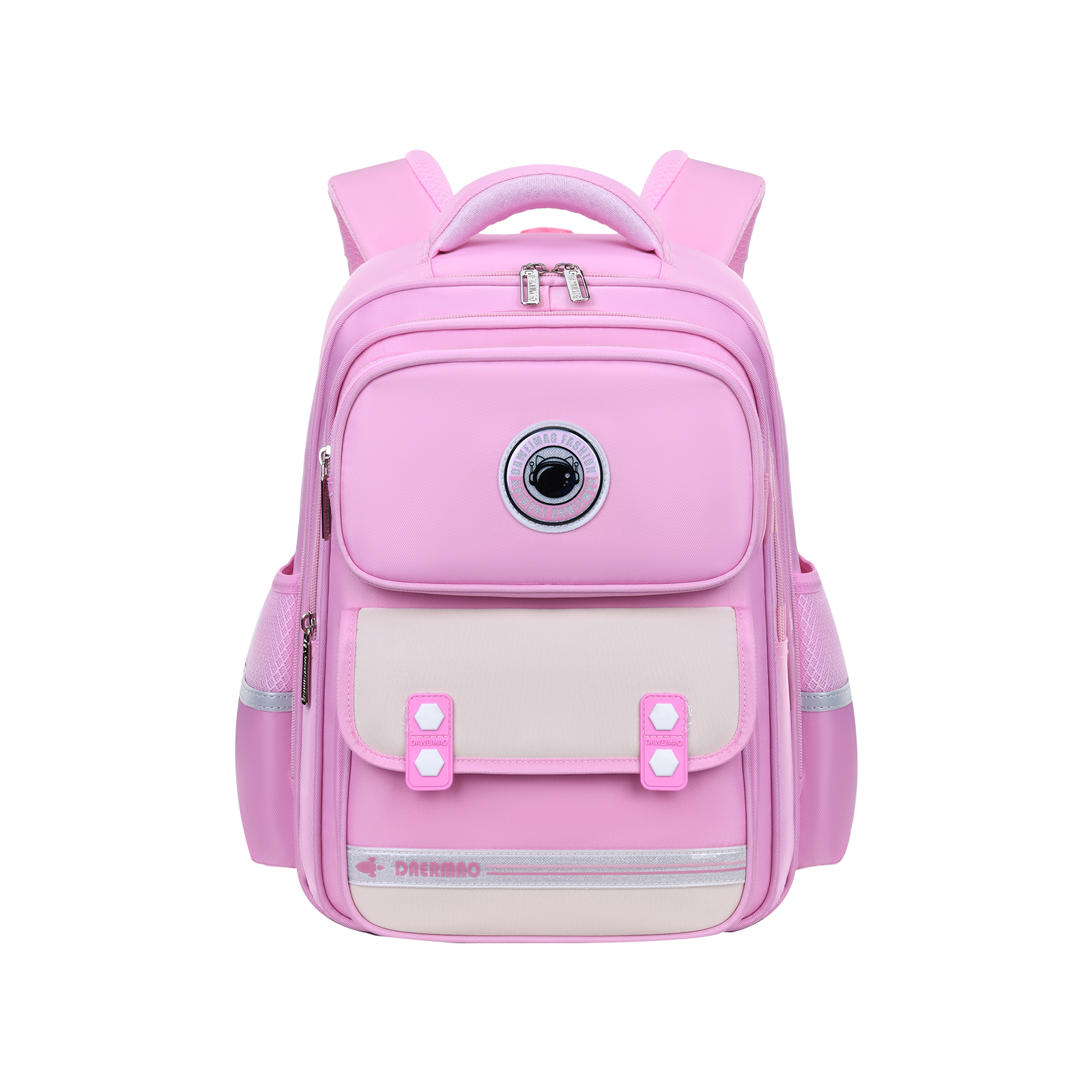 The large-tailed cat British Academy style color-blocking backpack, a lightweight and stress-relieving backpack suitable for both boys and girls in primary school, a waterproof and tear-resistant large-capacity back-protecting and stress-relieving backpack, a fashionable and trendy casual backpack details Picture