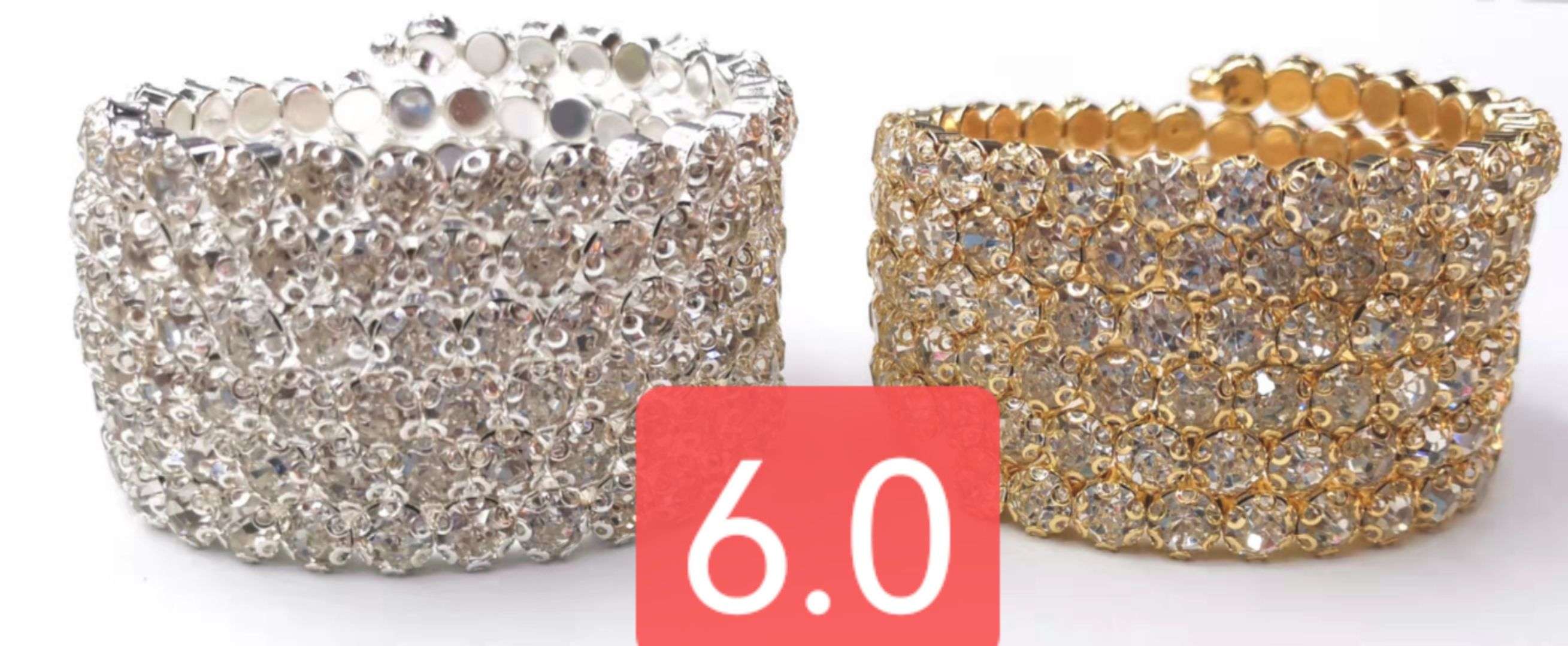 Large diamond bracelet with multiple circles of flower claws, white diamond dazzling jewelry bracelet detail image 5