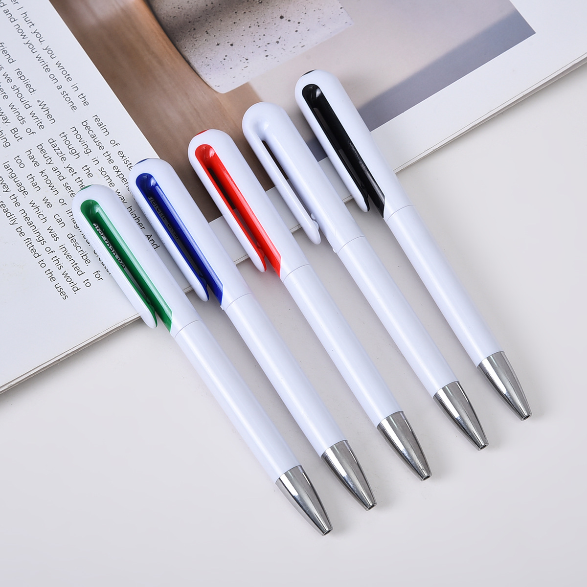 Ballpoint pen advertising Ballpoint pen white rod color matching ballpoint pen advertising pen can print advertising full figure