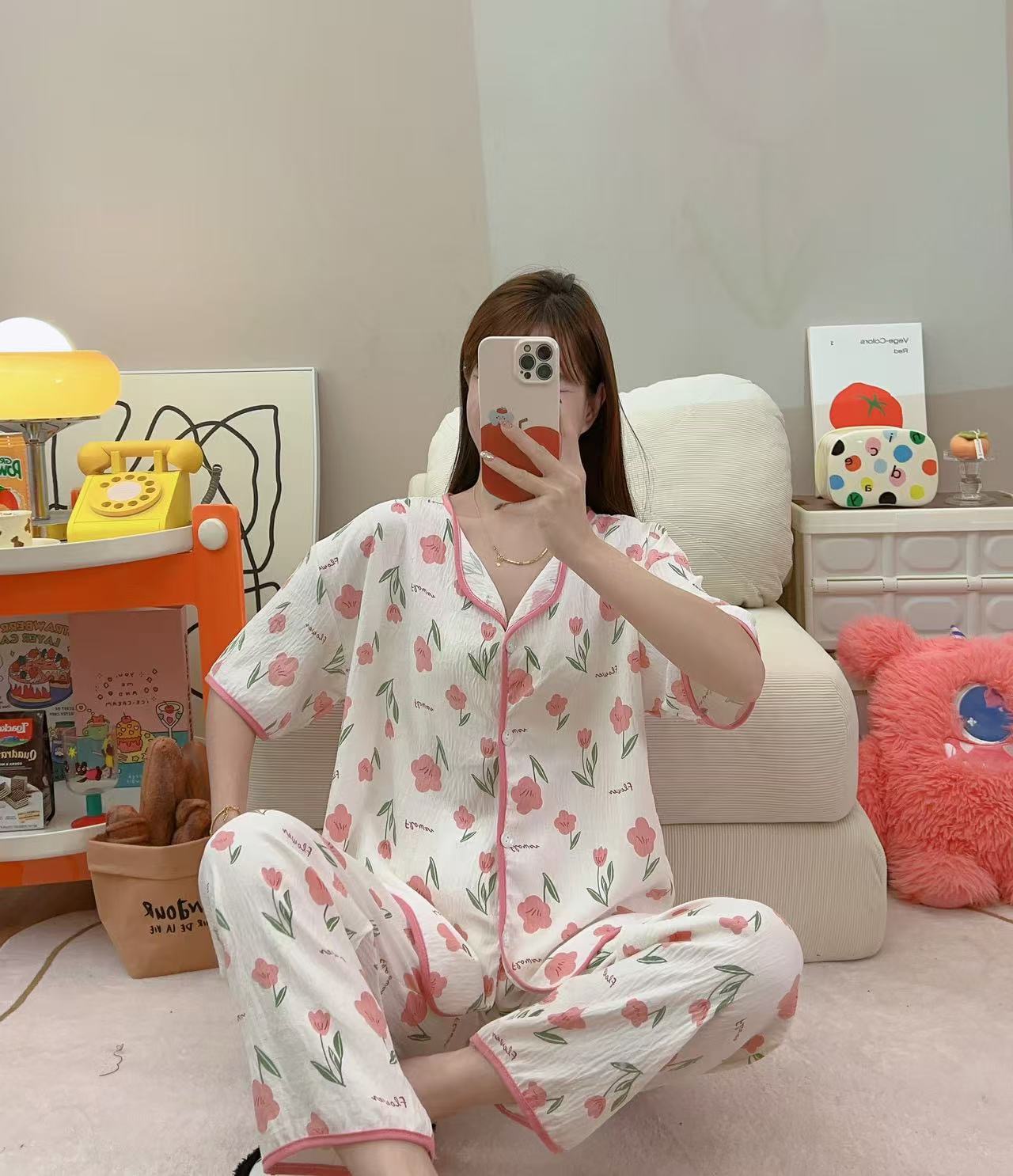 睡衣/睡衣女长袖可爱/家居服/衣服/睡衣绒细节图