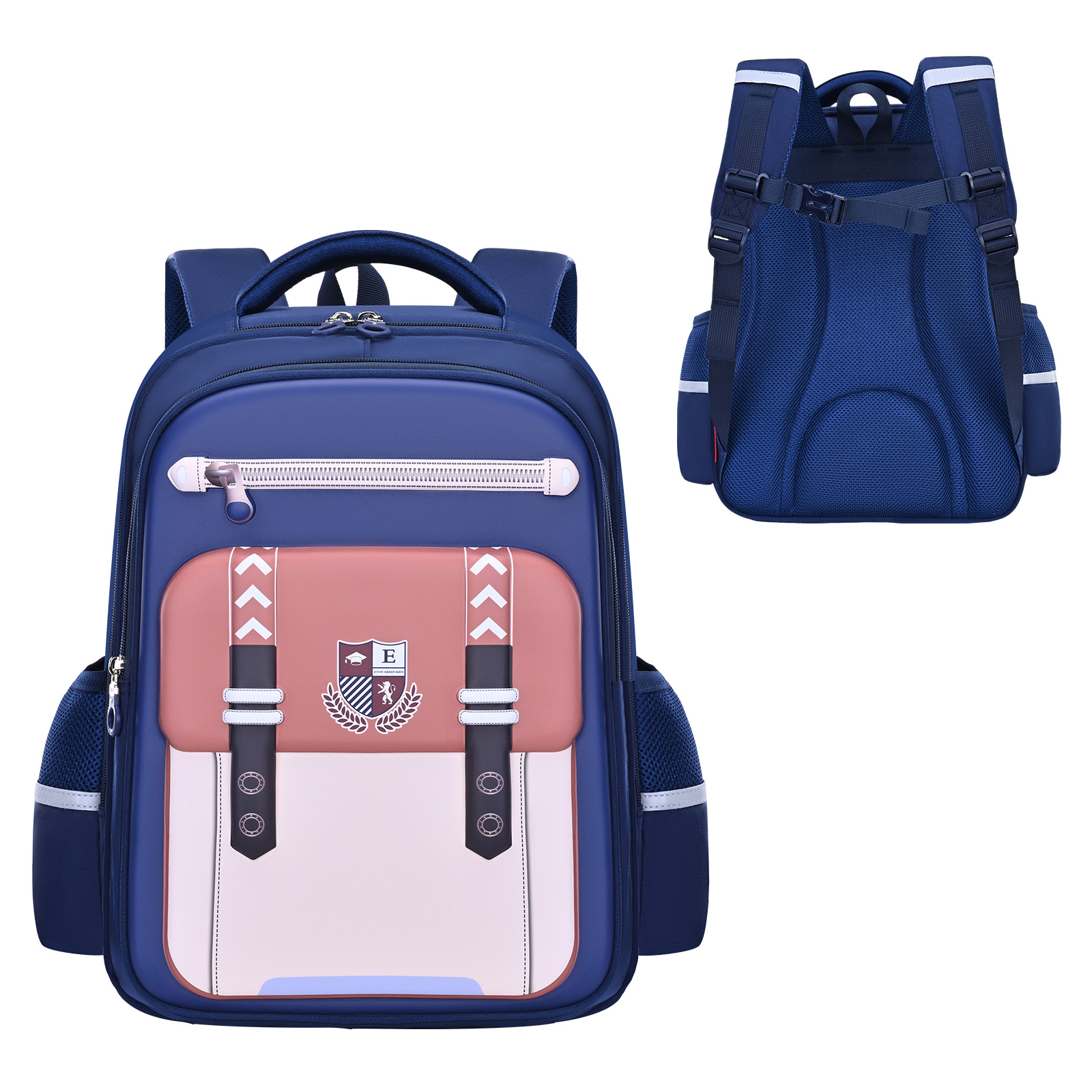 Large-tailed cat British minimalist color-blocking spine support and pressure relief backpack, large-capacity layered waterproof, tear-resistant and wear-resistant backpack, lightweight, wear-resistant and dirt-resistant backpack Specification image