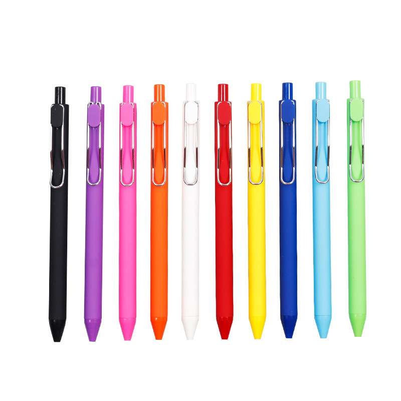 Neutral pen Candy color simple fashion Student wire pen holder Press the neutral pen to print logo details Picture