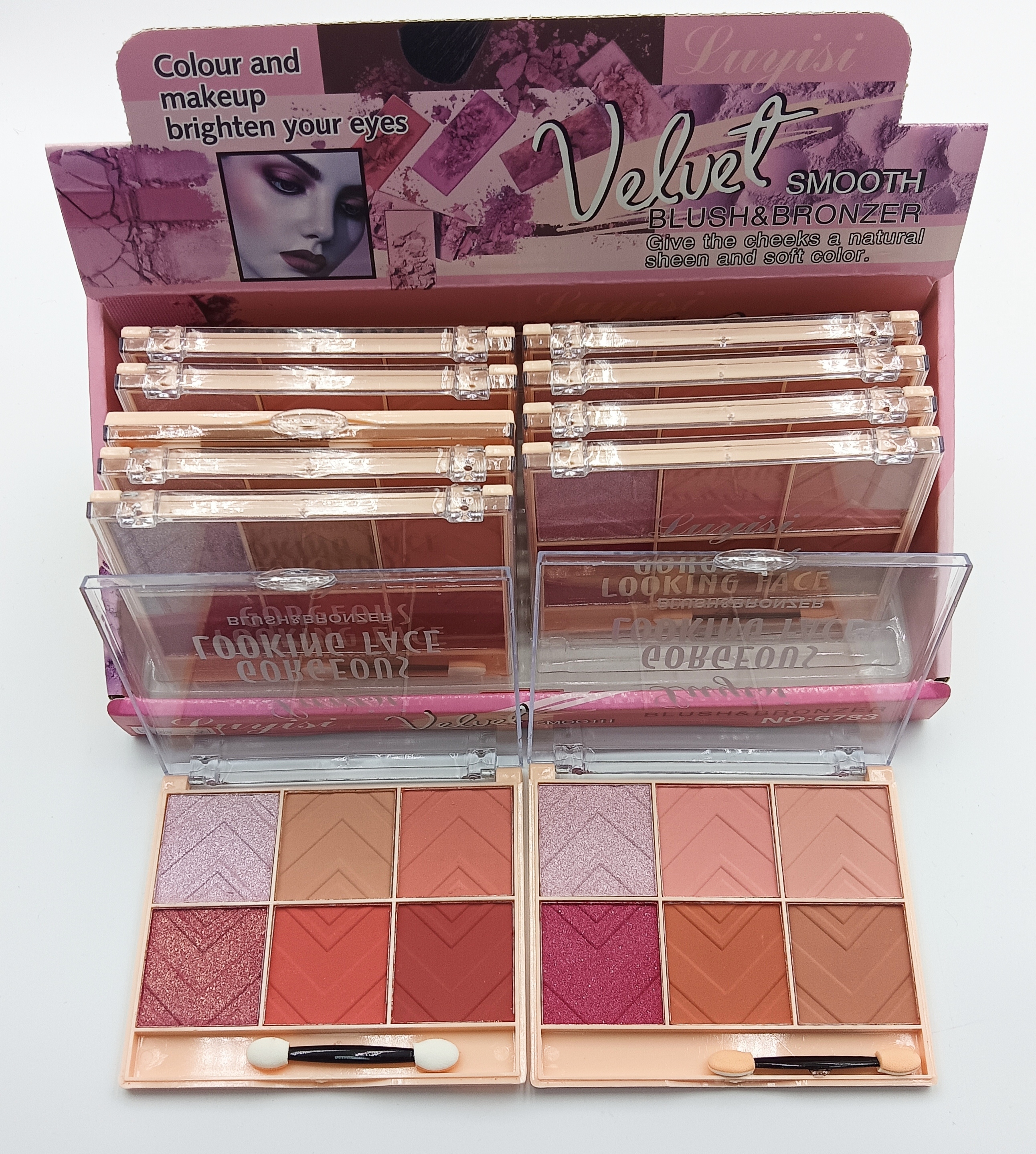 6 color blush multi-color foreign trade natural toning belt display box current makeup wholesale blush luyisi brand cross-border new blush 24 hours lasting makeup manufacturers direct sales full figure