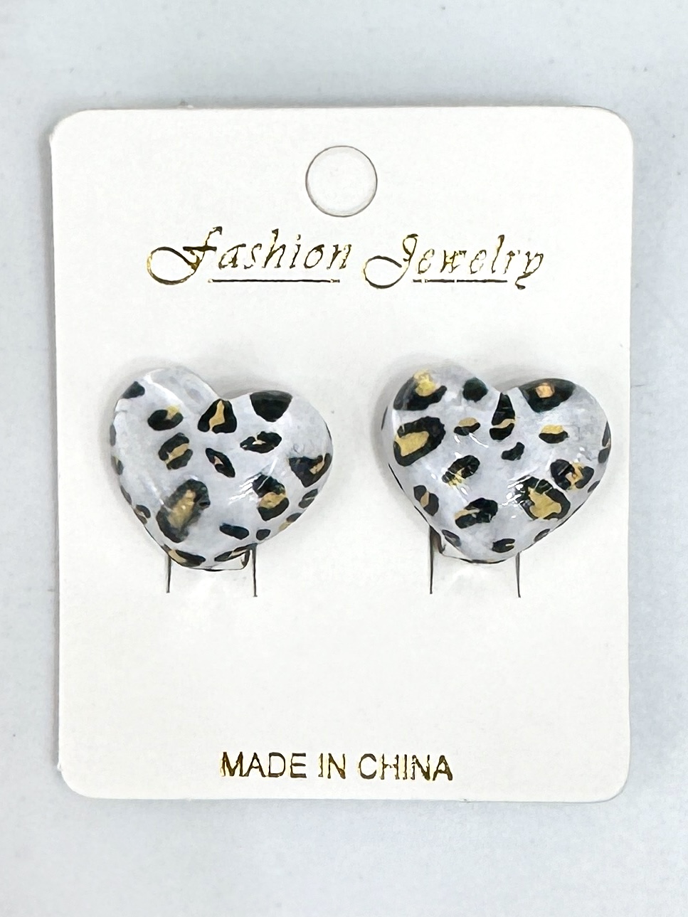 彩色桃心豹纹耳夹无耳洞