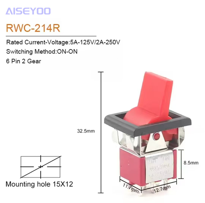 钮子开关带手柄报警器双边复位开关RWC-213/214六脚自复位3脚/6脚  小型6mm钮子开关详情11