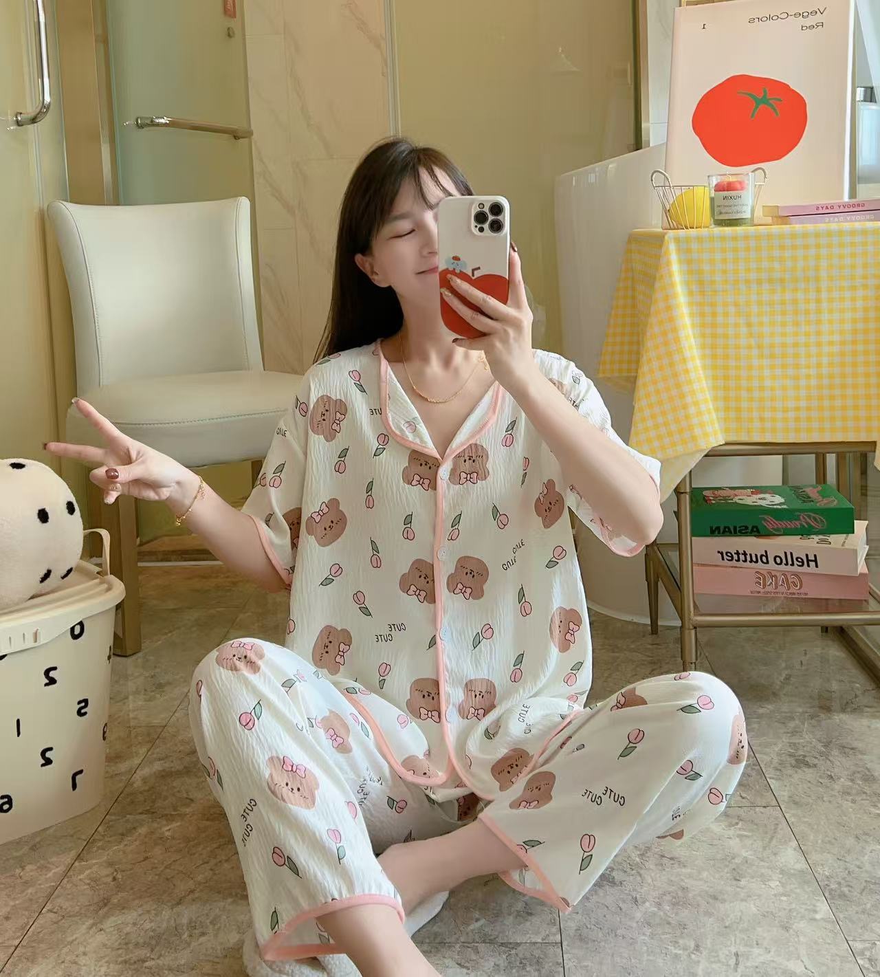 云朵棉夏季睡衣甜美可爱少女睡衣夏季透气舒适睡衣短袖长裤短长家居服热卖女装批发外贸跨境详情7