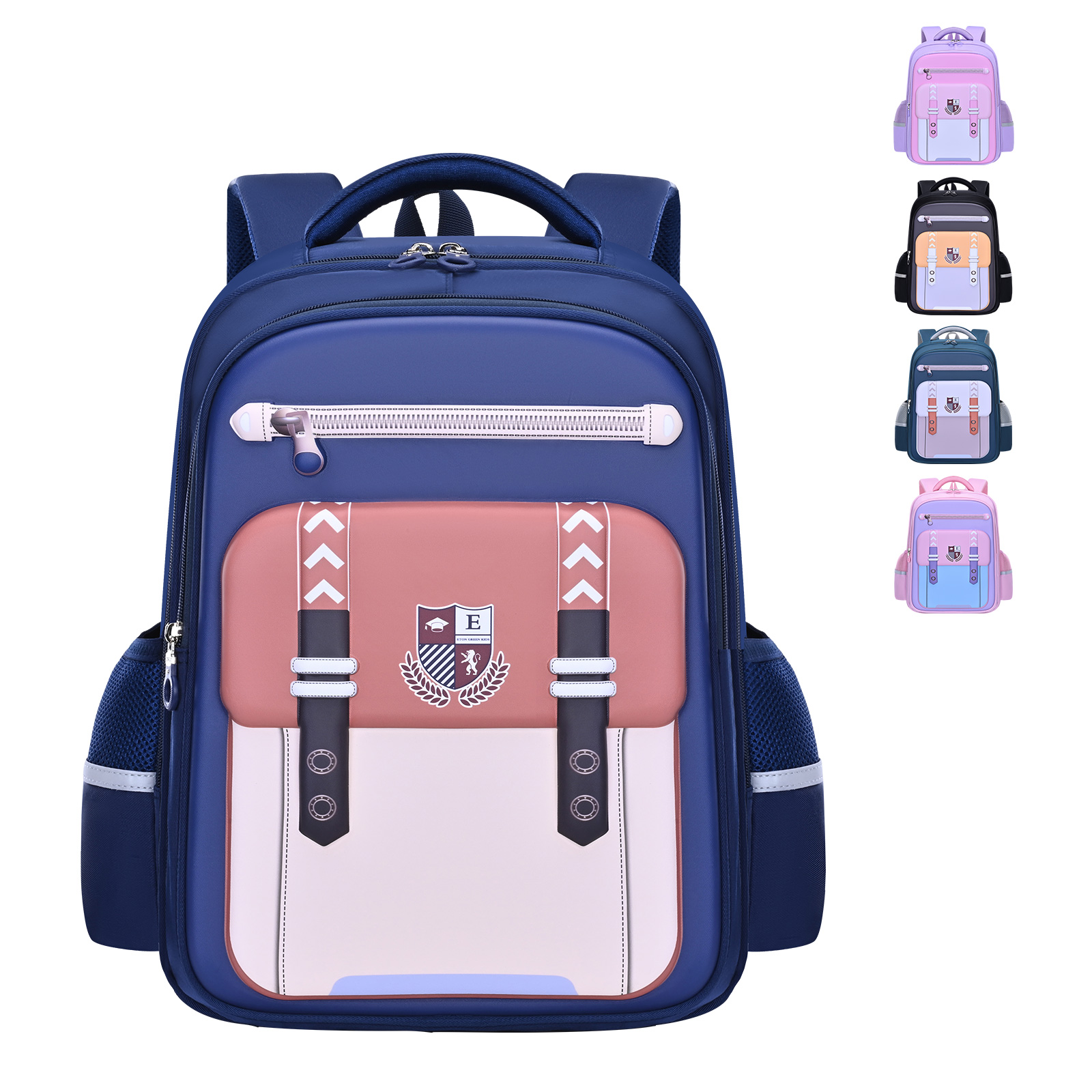 Large-tailed cat British minimalist color-blocking spine support and pressure relief backpack, large-capacity layered waterproof, tear-resistant and wear-resistant backpack, lightweight, wear-resistant and dirt-resistant backpack Item Picture