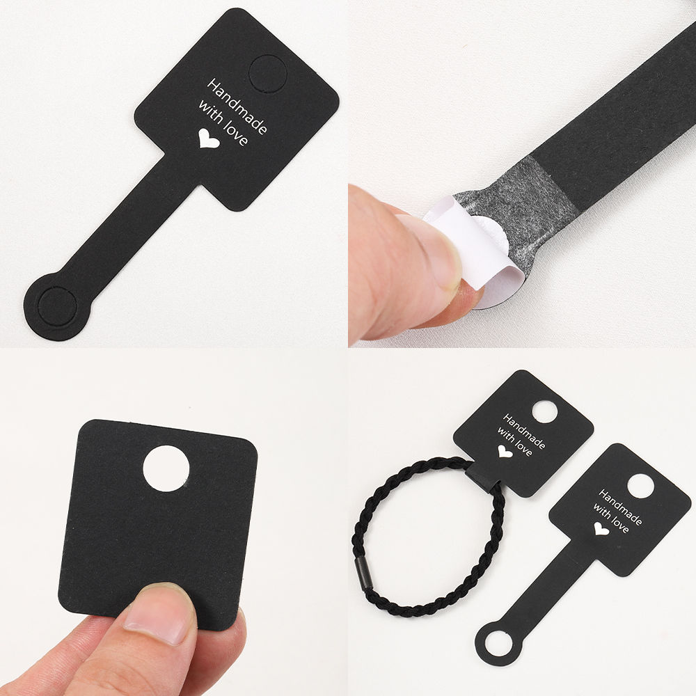 饰品卡纸发卡卡纸不干胶对折卡三色无字光面卡片发圈卡包装卡纸产品图