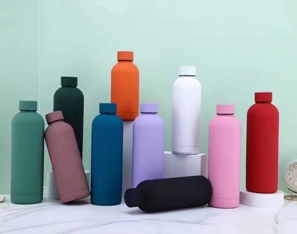 Cross-border exclusive small-mouthed 304 stainless steel outdoor frosted water bottles, sports water cups, rubber paint insulated cups