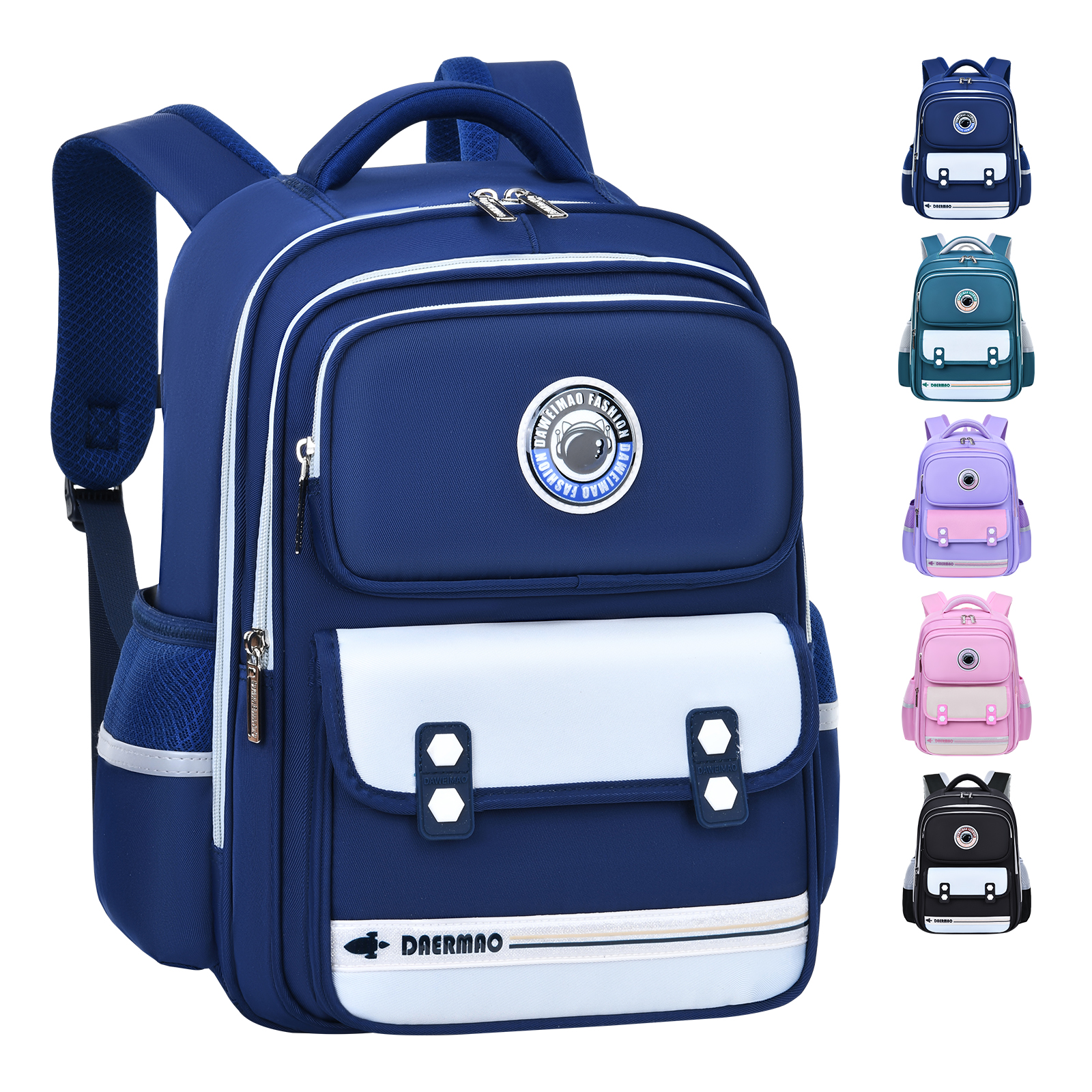 The large-tailed cat British Academy style color-blocking backpack, a lightweight and stress-relieving backpack suitable for both boys and girls in primary school, a waterproof and tear-resistant large-capacity back-protecting and stress-relieving backpack, a fashionable and trendy casual backpack Item Picture