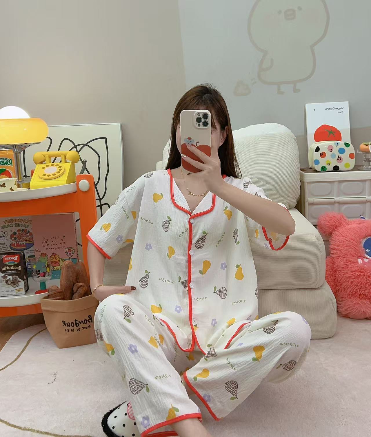 云朵棉夏季睡衣甜美可爱少女睡衣夏季透气舒适睡衣短袖长裤短长家居服热卖女装批发外贸跨境详情4