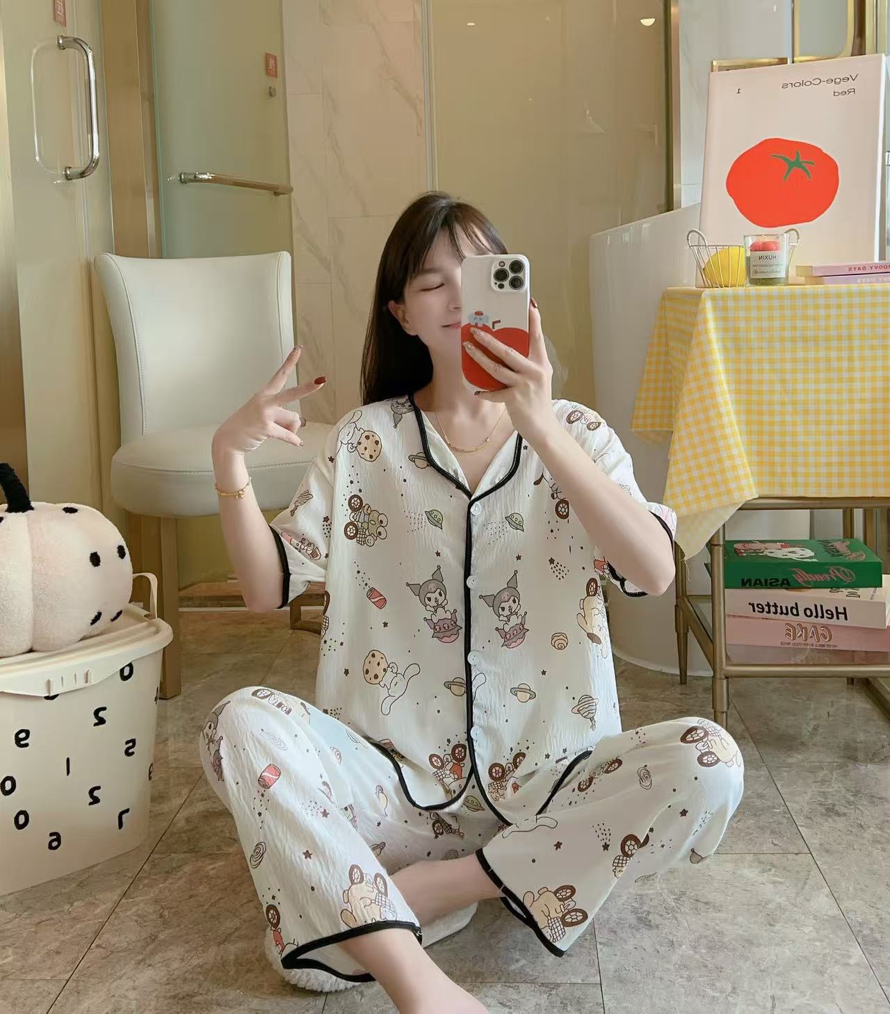 云朵棉夏季睡衣甜美可爱少女睡衣夏季透气舒适睡衣短袖长裤短长家居服热卖女装批发外贸跨境详情11