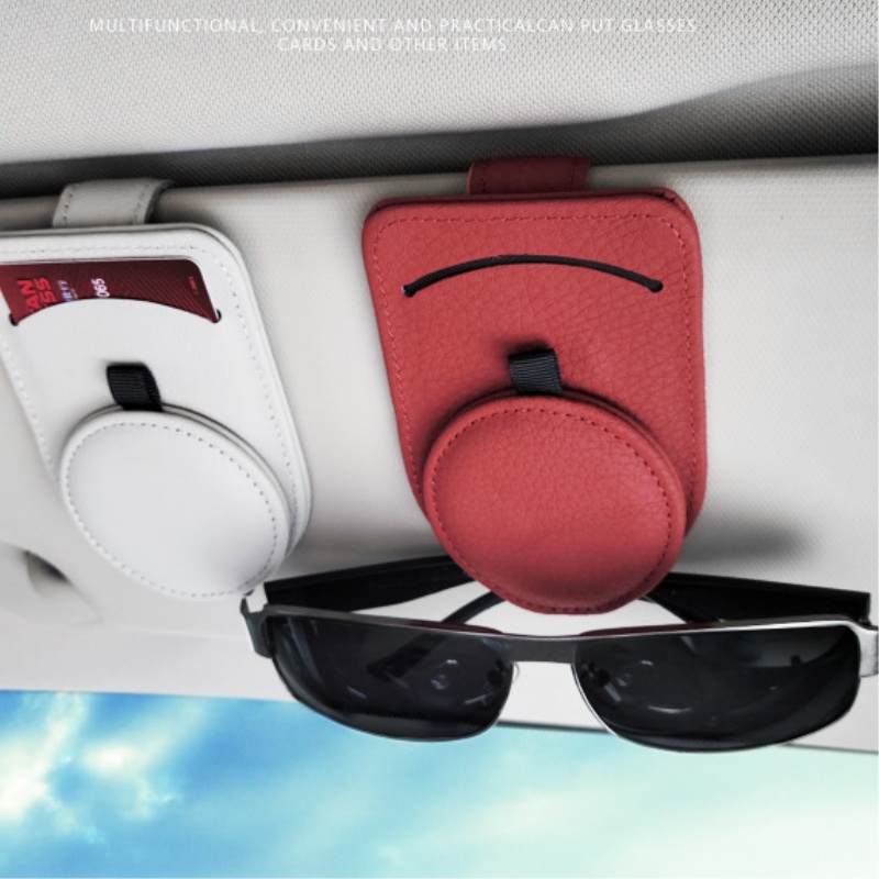 牛皮车载眼镜夹车用太阳镜遮阳板车内车眼镜架墨镜盒支架车内汽车遮阳板卡片收纳夹眼镜座夹子支架