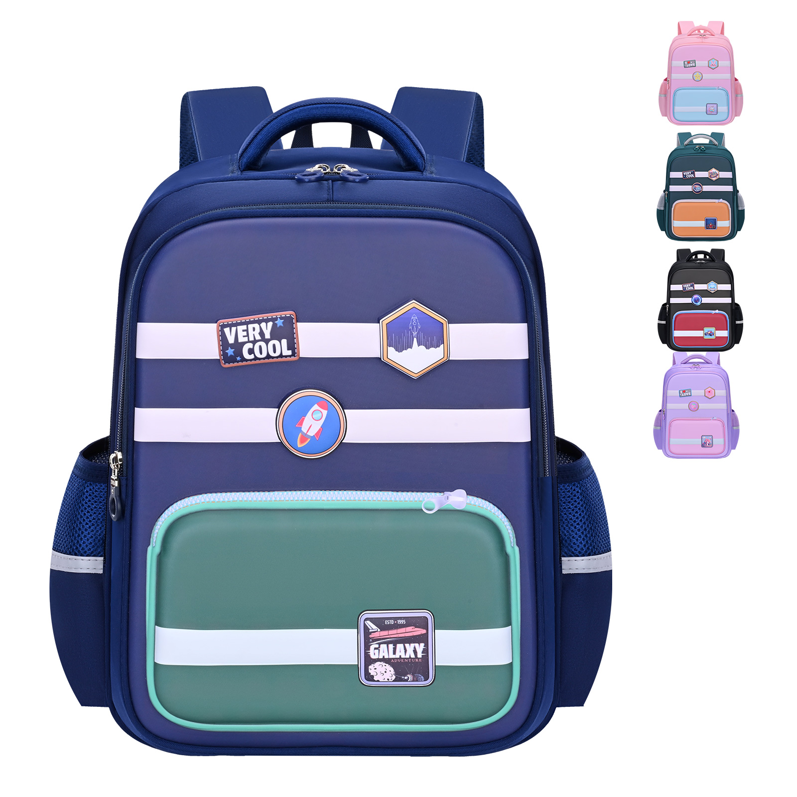 Big-tailed cat color-blocking primary school and children lightweight, dirt-resistant and breathable boys' and girls' backpacks 1-3-6 grade new style 2025, classroom spine protection and pressure relief backpacks, lightweight, waterproof, tear-resistant and wear-resistant schoolbags Item Picture