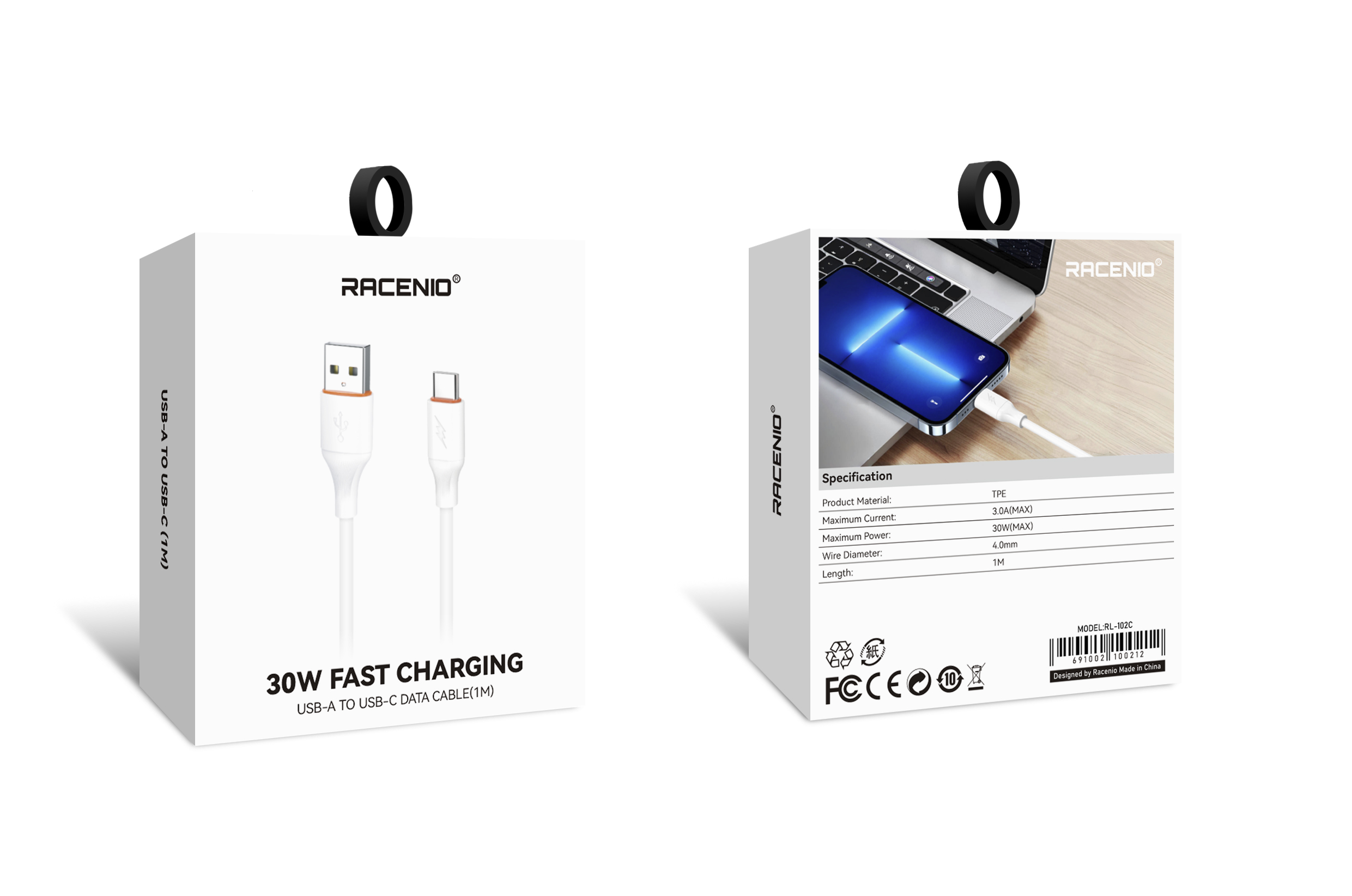 Racenio RL-102 快充线 硅胶线 防火超级快充