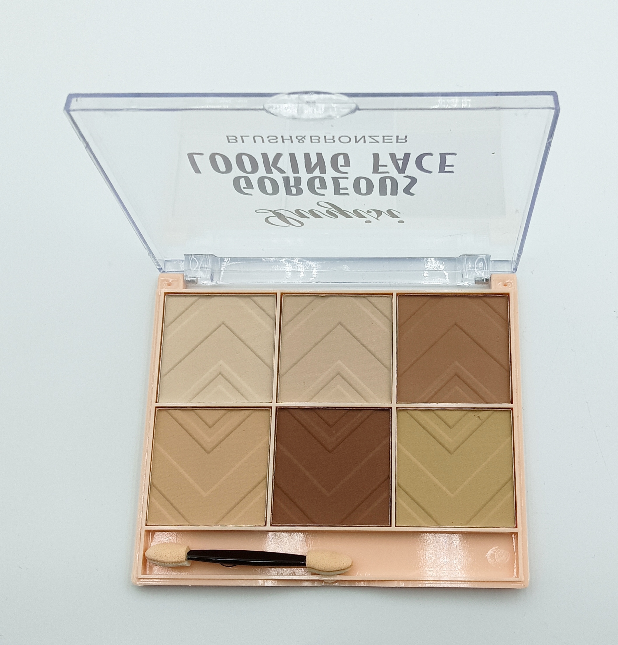 The new cross-border powder compact of luyisi brand, featuring three-dimensional shadow 6-color contouring powder, is resistant to makeup smudging, waterproof for hair repair, nose shadow, V-face, and does not smudge for 24 hours. Factory direct sales Specification image