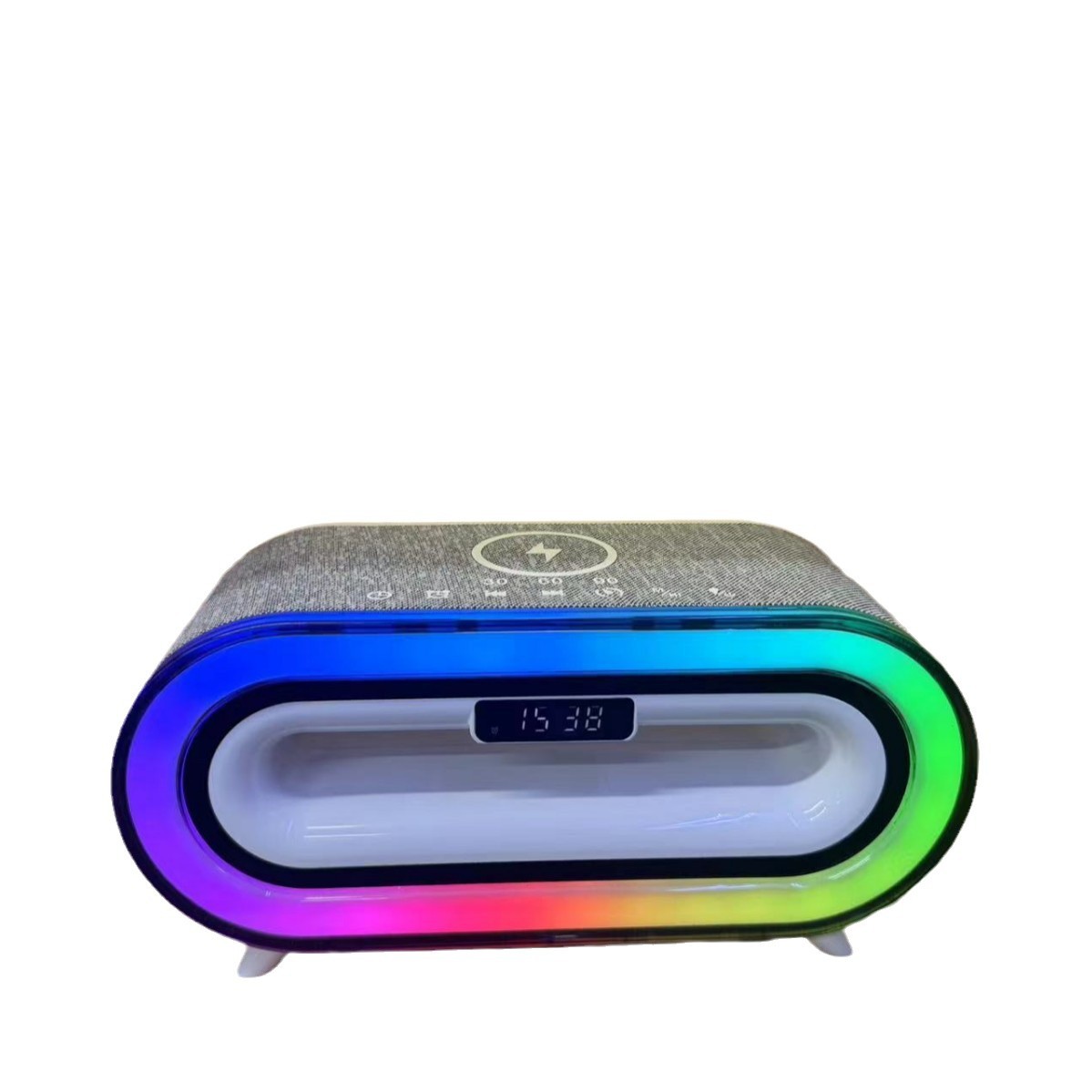 蓝牙音箱无线充RGB炫彩带闹钟时钟定时音响