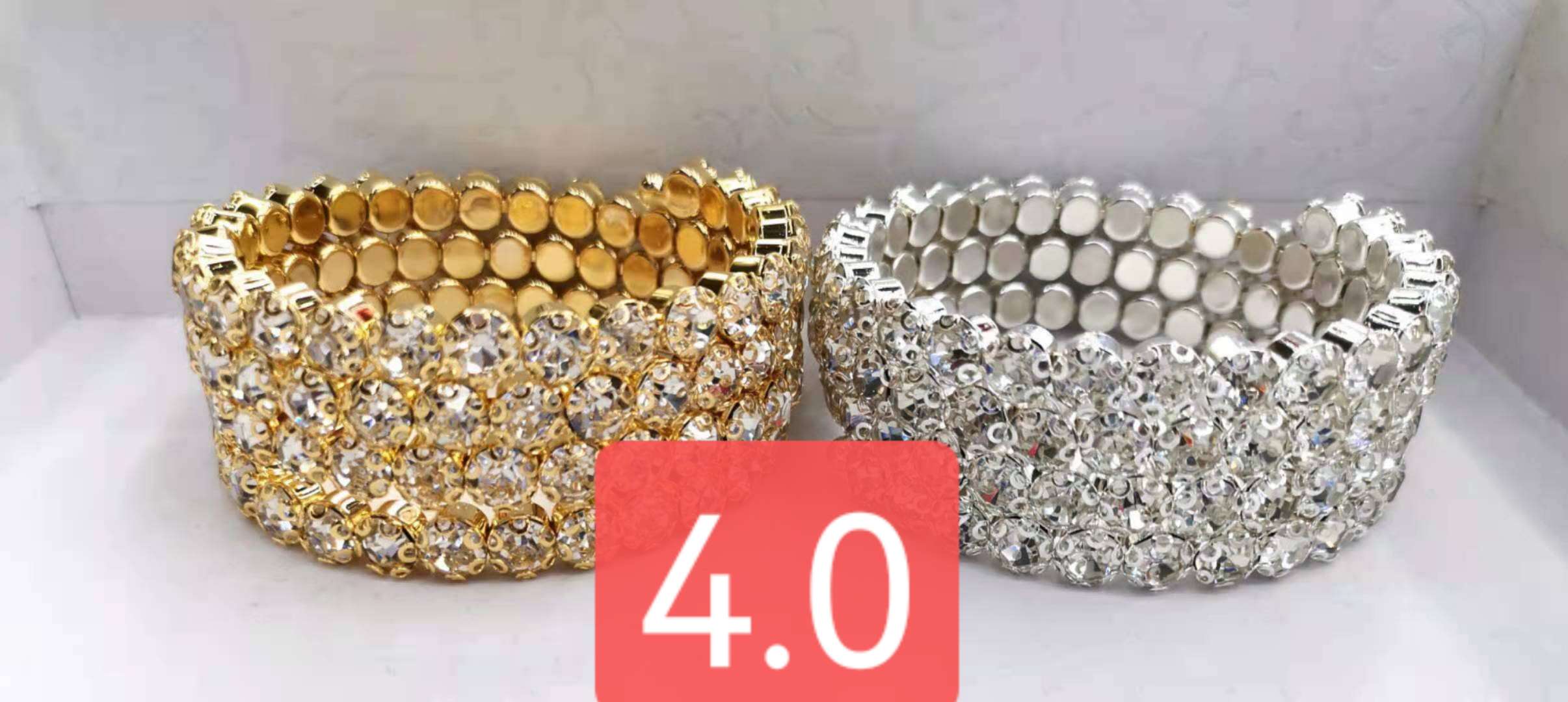 Large diamond bracelet with multiple circles of flower claws, white diamond dazzling jewelry bracelet detail image 7