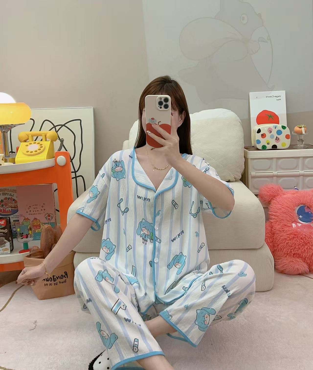 睡衣/睡衣女长袖可爱/家居服/衣服/睡衣绒产品图