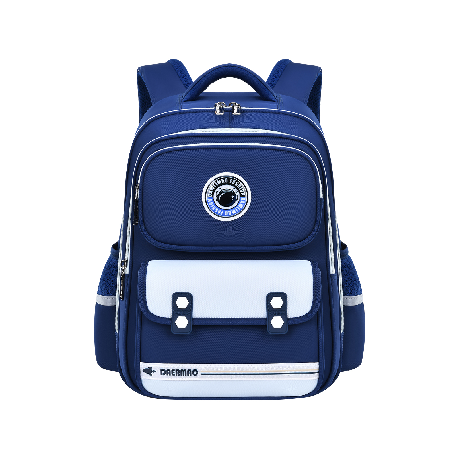 大尾猫英伦学院风撞色双肩包，小学生男女通用轻便减压书包，防水防撕裂大容量护脊减压双肩包，时尚潮流休闲书包