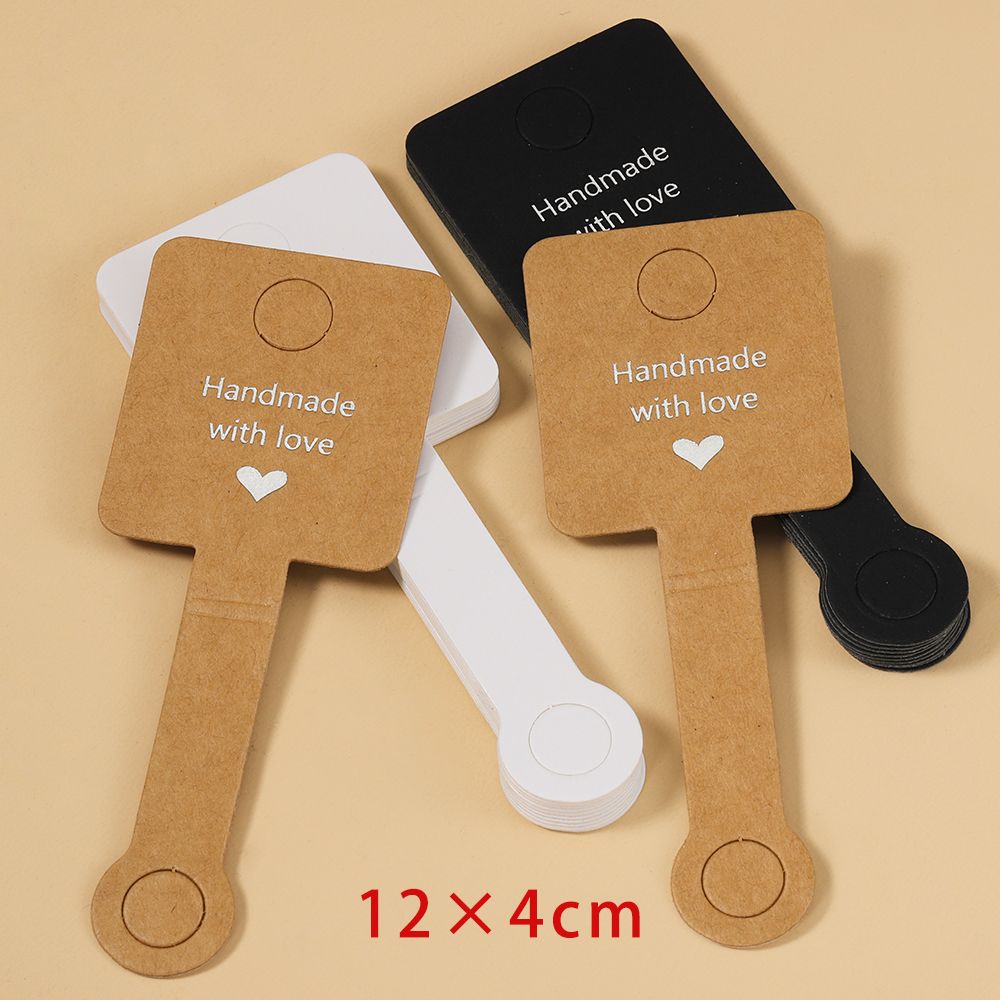 饰品卡纸发卡卡纸不干胶对折卡三色无字光面卡片发圈卡包装卡纸白底实物图