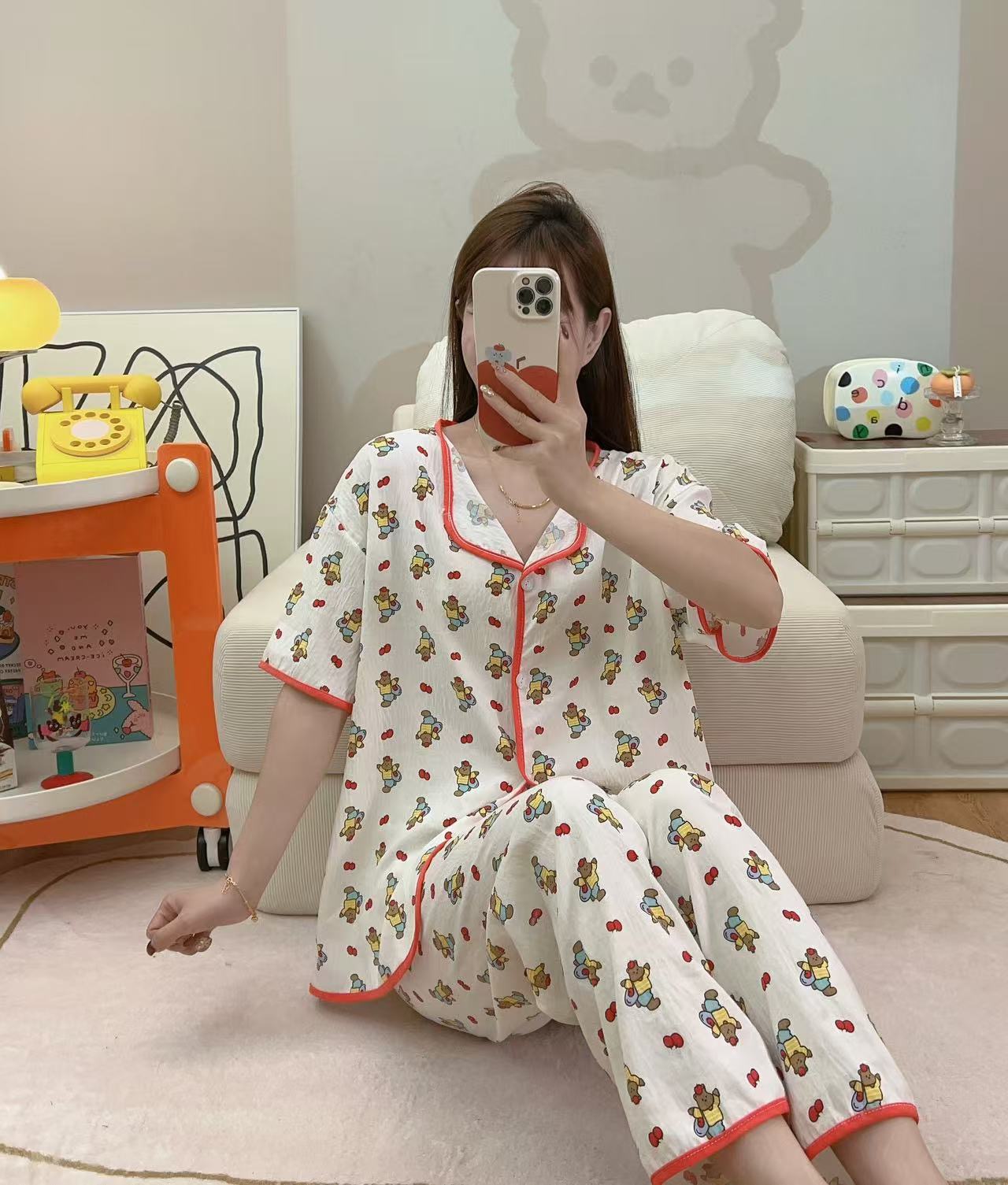 云朵棉夏季睡衣甜美可爱少女睡衣夏季透气舒适睡衣短袖长裤短长家居服热卖女装批发外贸跨境详情14