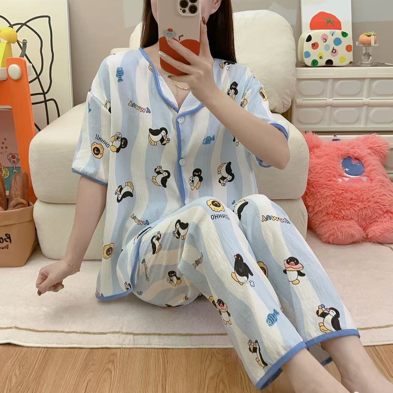 云朵棉夏季睡衣甜美可爱少女睡衣夏季透气舒适睡衣短袖长裤短长家居服热卖女装批发外贸跨境详情17