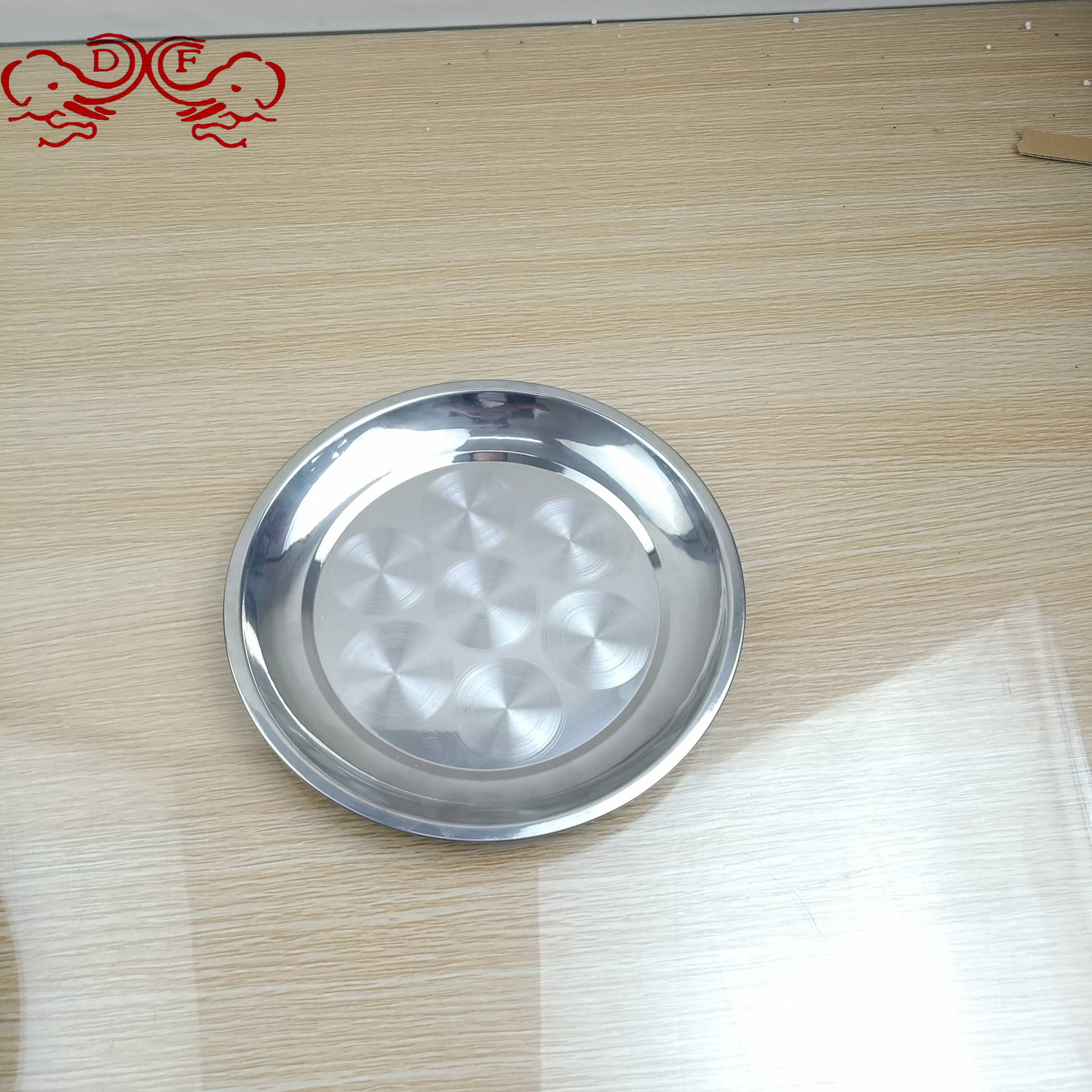DF99193 stainless steel Thai-style inch plate, grape plate, flower-picking round fruit tray, hot pot and barbecue DF TRADINGHOUSE