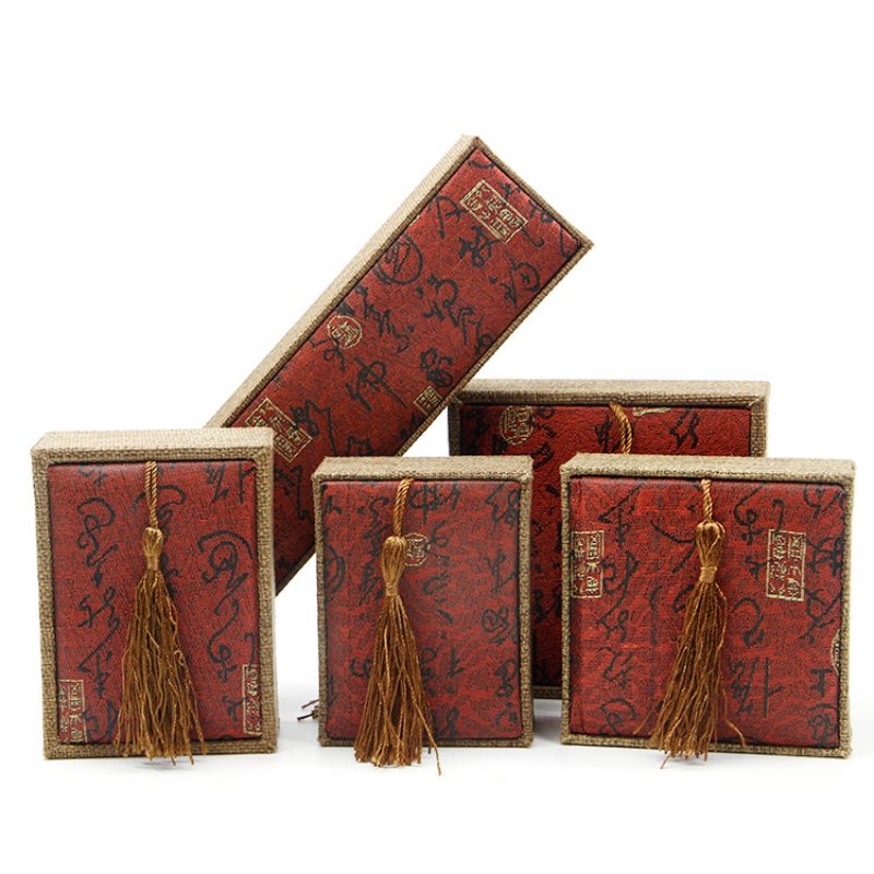 古风麻布珠宝首饰盒翻盖饰品礼盒翡翠手镯盒子批发文玩手串包装盒首饰首饰盒手镯盒子首饰盒定制首饰盒定制