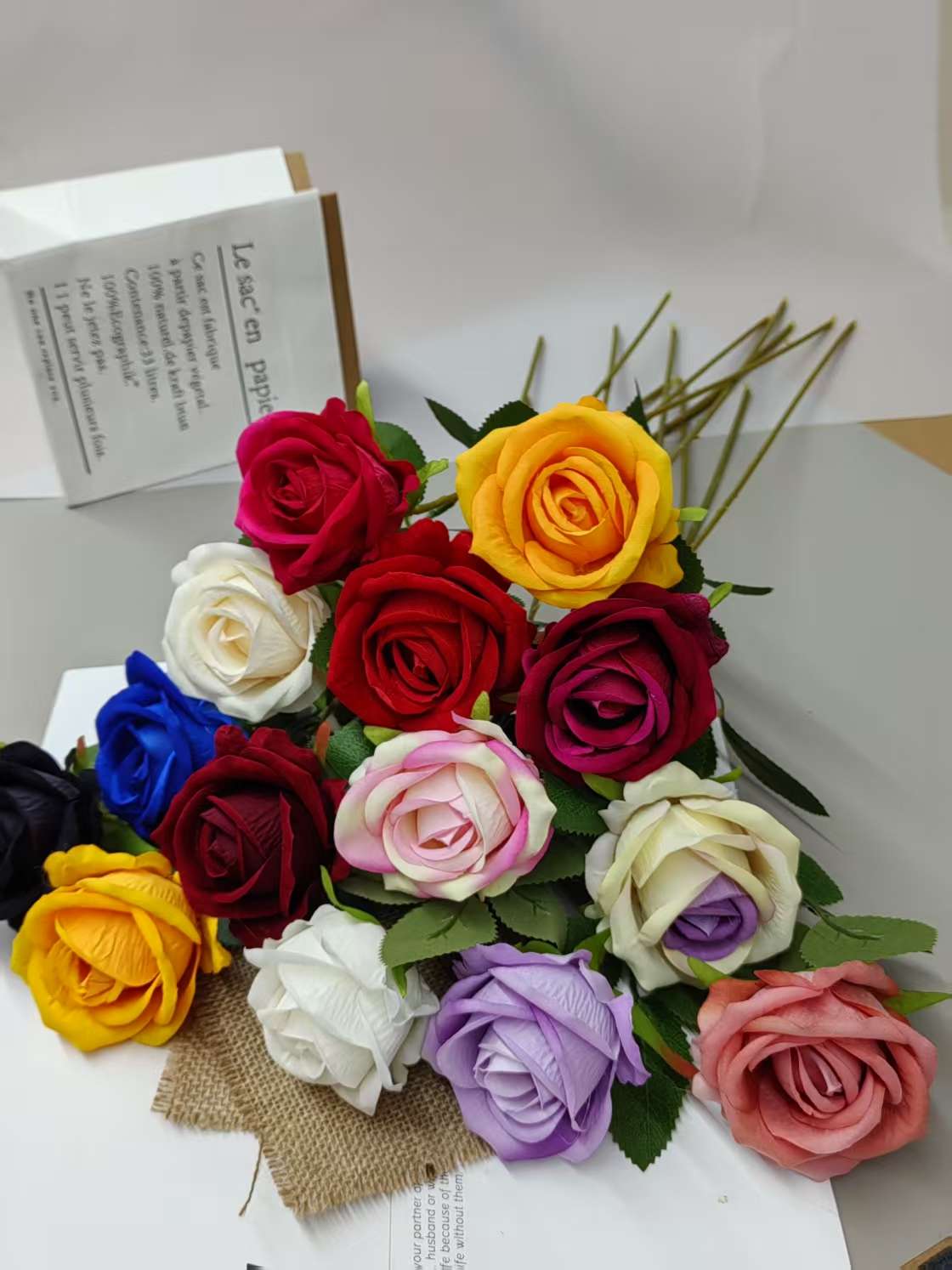 单支绒玫扫墓花殡葬清明节碑花祭祀仿真花图