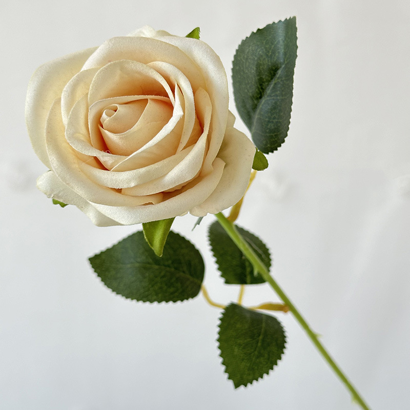 仿真花绒布单支仿真玫瑰婚礼仿真花客厅摆件假花绢花花束玫瑰花礼物道具 详情图5