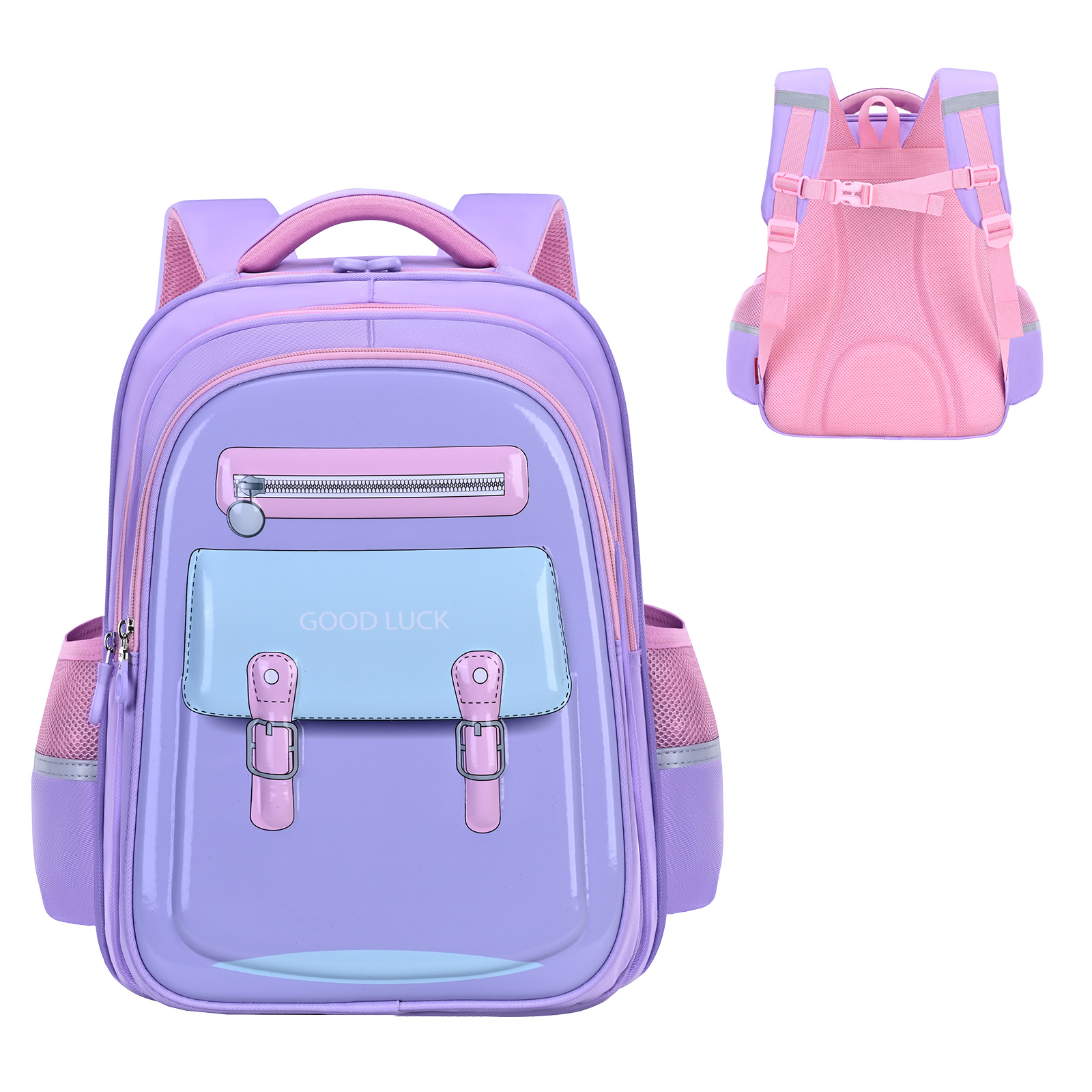 Big Tail Cat British color-blocking Series college style backpacks, large-capacity classroom classified storage backpacks, classroom back-protecting pressure-relieving backpacks, waterproof, tear-resistant, wear-resistant and dirt-resistant backpacks details Picture