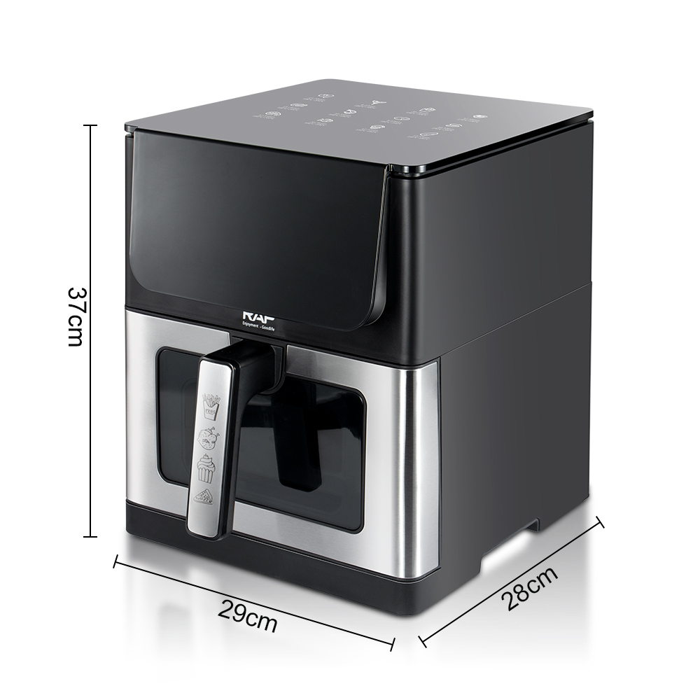 RAF European Standard cross-border air fryer 8L large-capacity touch screen smart household oil-free fryer with top and bottom heating Item Picture