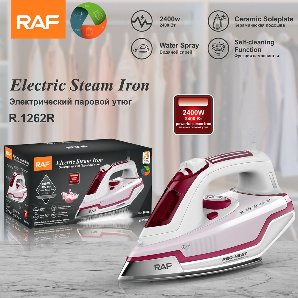 RAF European standard English plug household ceramic steam iron, home and hotel supplies, electric iron, iron details Picture