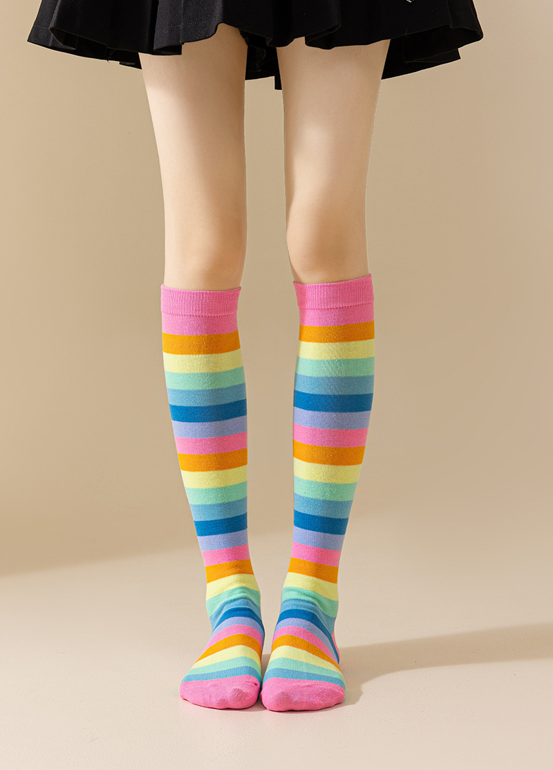 Rainbow mid-calf cotton socks detail image 16