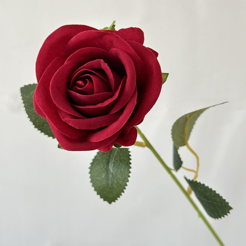 仿真花绒布单支仿真玫瑰婚礼仿真花客厅摆件假花绢花花束玫瑰花礼物道具 详情图7