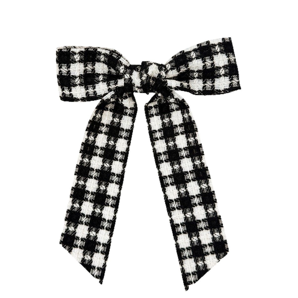 Chanel style thousand-bird checkered bow ribbon hair clip for women, fashionable, elegant, versatile and high-end. Exclusive cross-border Amazon sale detail image 6