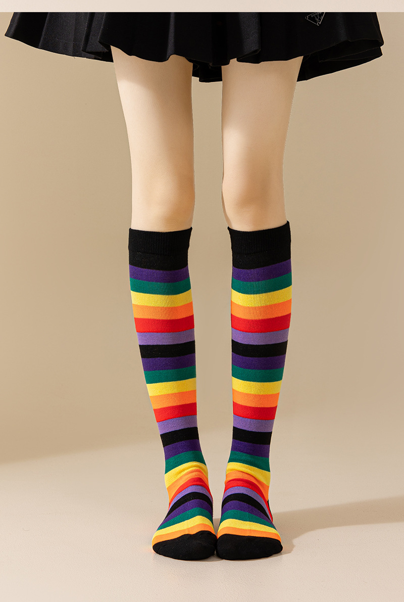 Rainbow mid-calf cotton socks detail image 13