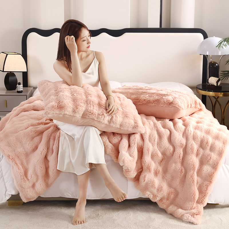 君宝印染 科罗娜兔绒泡泡毛毯 现货批发 大量供应 外贸出口 产品图