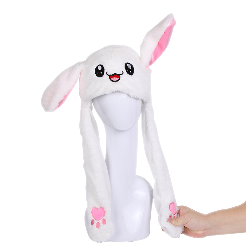 发光兔子帽一捏耳朵会动的兔兔帽搞怪又可爱的网红兔子帽工厂批发白底实物图