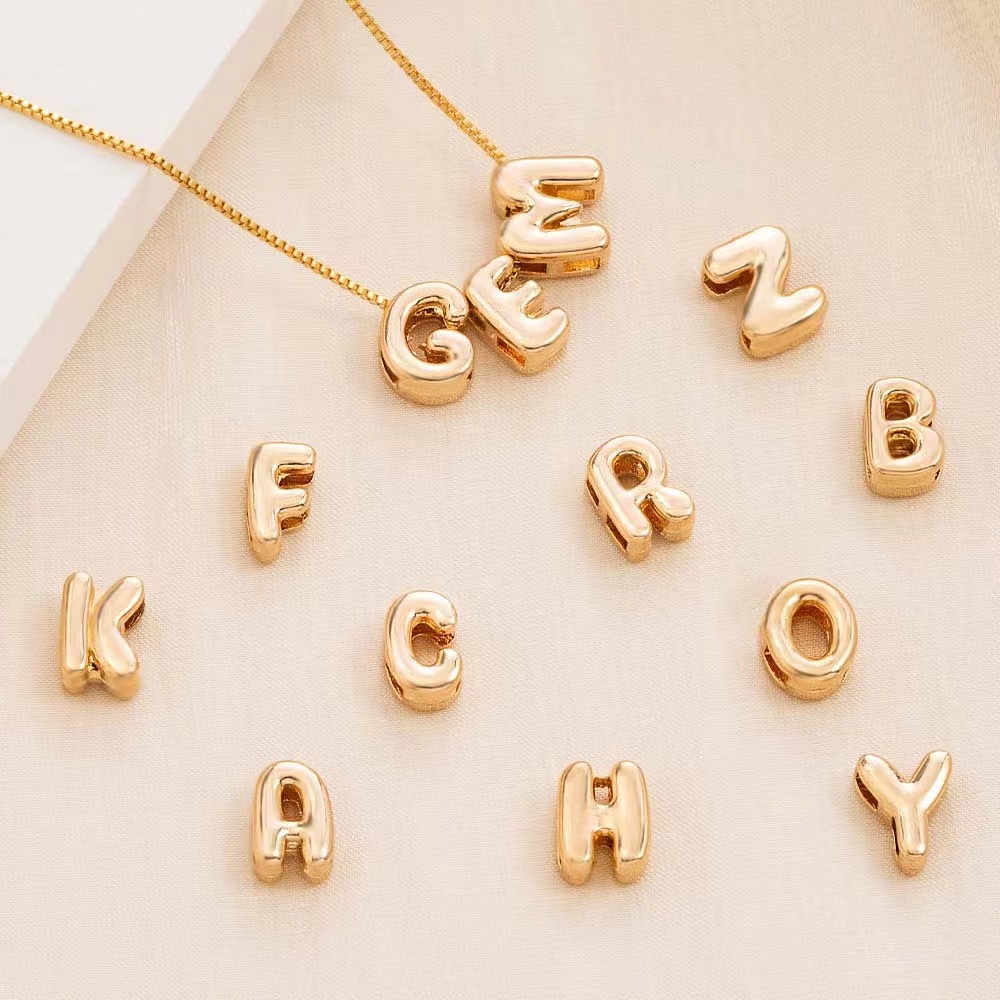 diy cross-border new style jewelry accessories, English letter gold-plated beaded couple bracelets, perforated necklaces and accessories Specification image