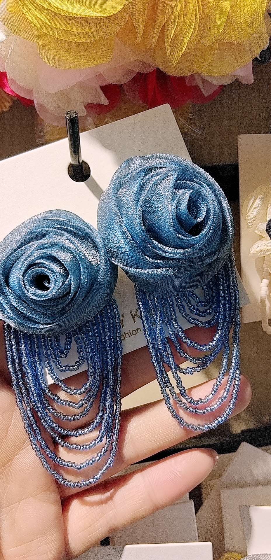 夏日仙气飘飘玫瑰花流苏耳环925银针夸张耳饰