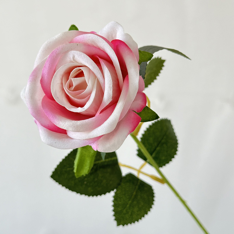 仿真花绒布单支仿真玫瑰婚礼仿真花客厅摆件假花绢花花束玫瑰花礼物道具 详情图3