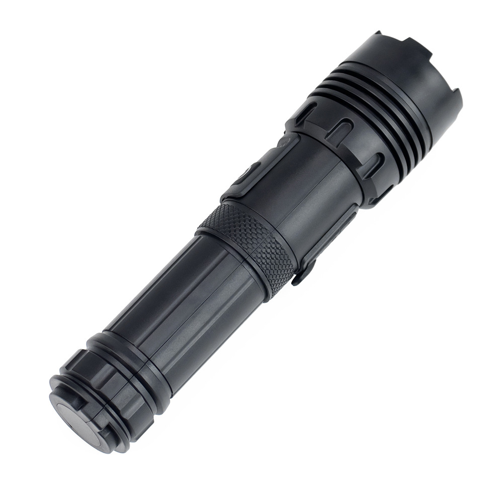 防身强光露营夜钓远射大功率灯徒步充电红光警示塑料强光手电筒