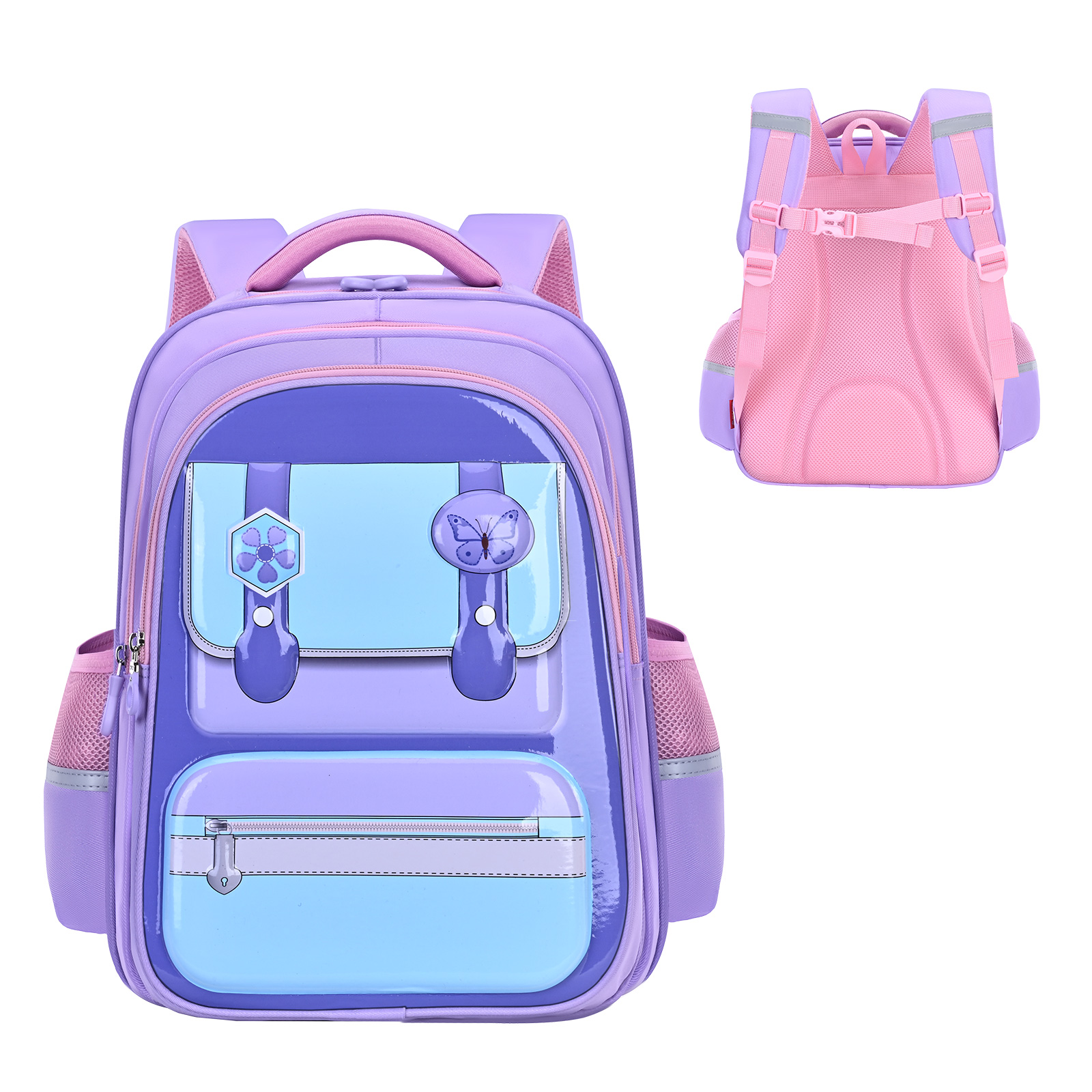 The big-tailed cat school-style color-blocking backpack is suitable for both boys and girls. It is lightweight, waterproof, tear-resistant, wear-resistant and dirt-resistant. It also features a large-capacity classroom classification backpack and a dual-purpose backpack for outdoor travel details Picture
