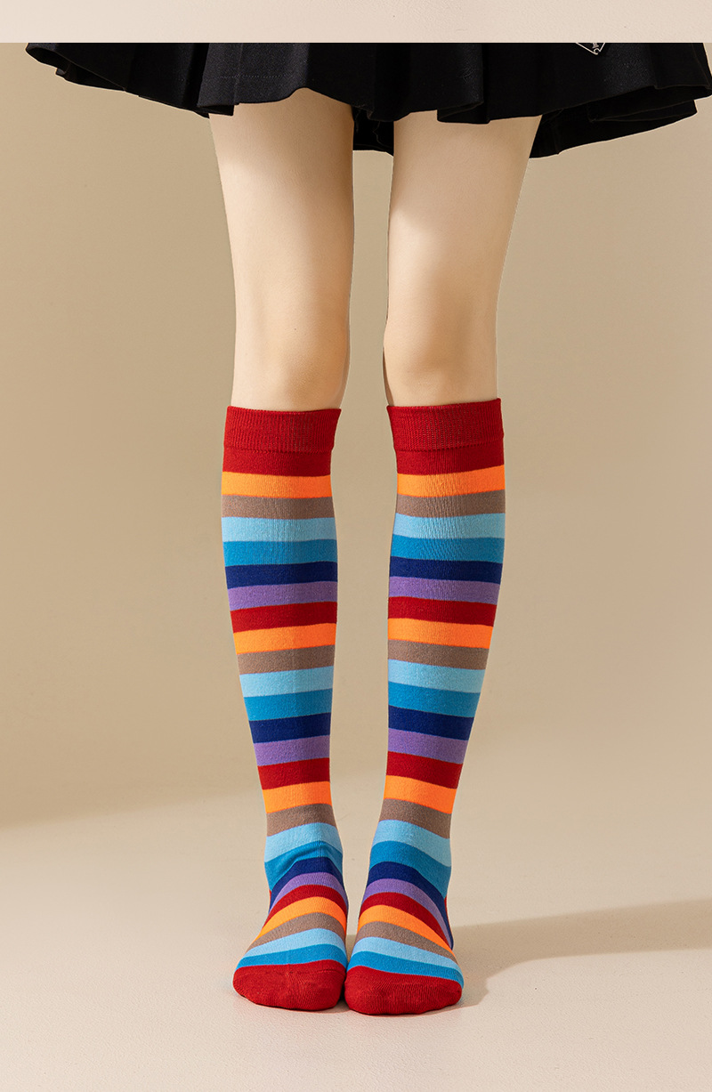 Rainbow mid-calf cotton socks detail image 17